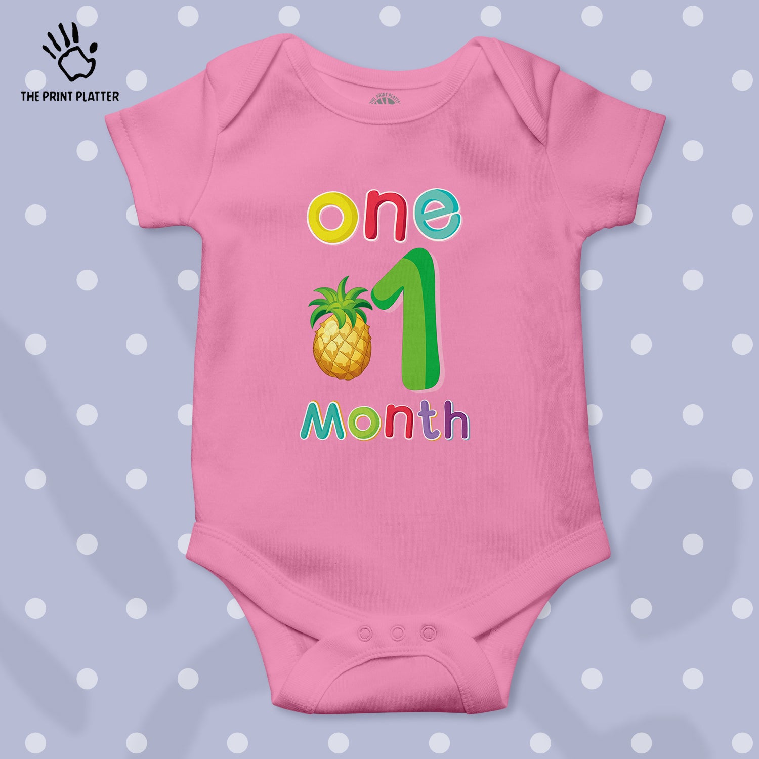 One Month Pineapple Unisex Half Sleeve Romper