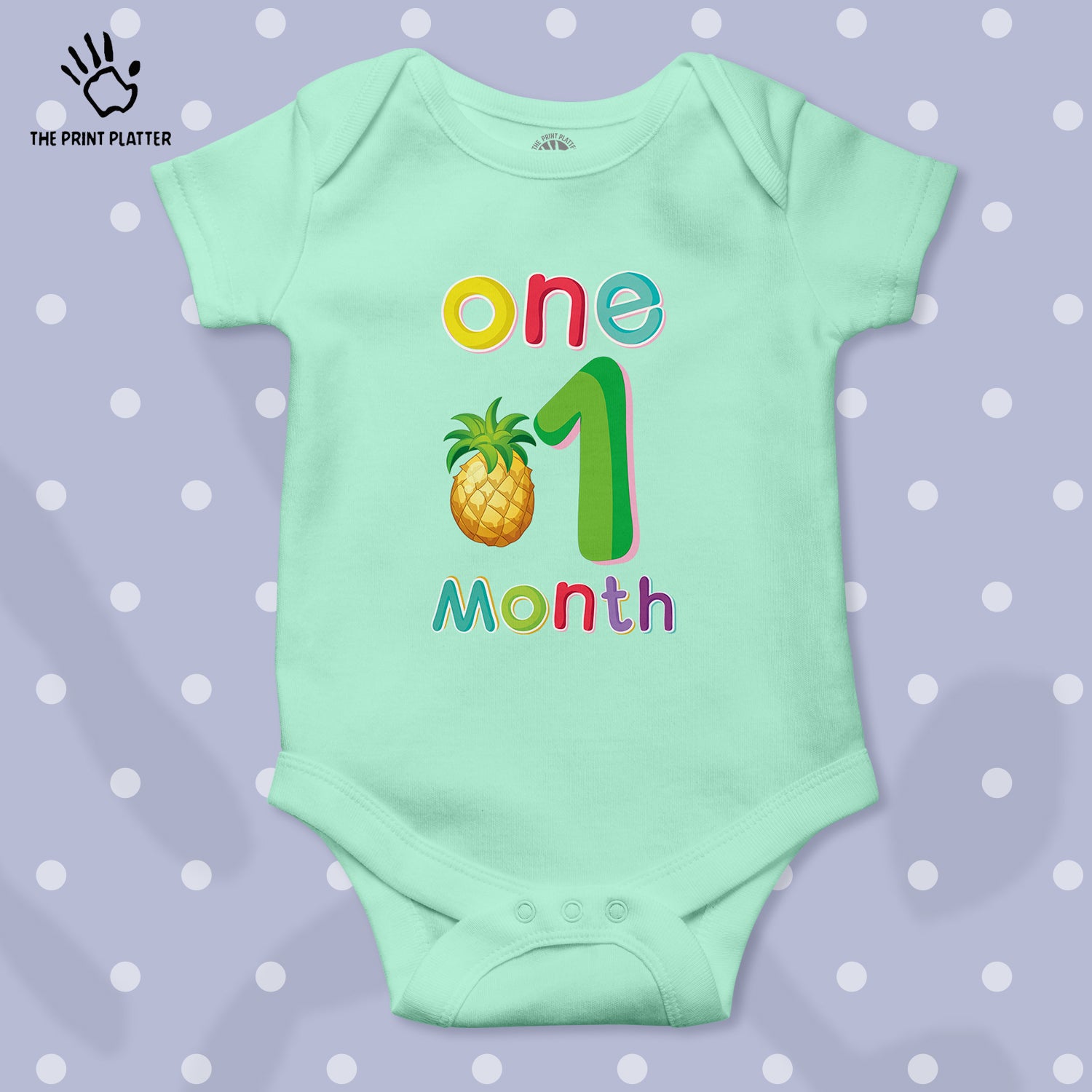 One Month Pineapple Unisex Half Sleeve Romper