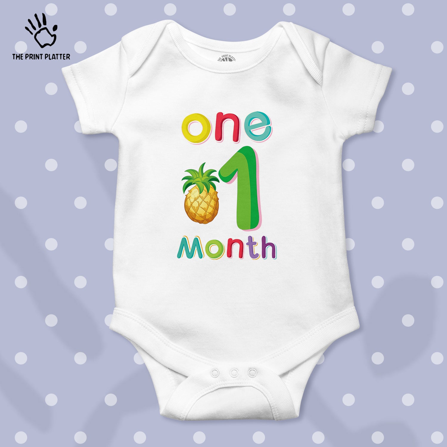 One Month Pineapple Unisex Half Sleeve Romper