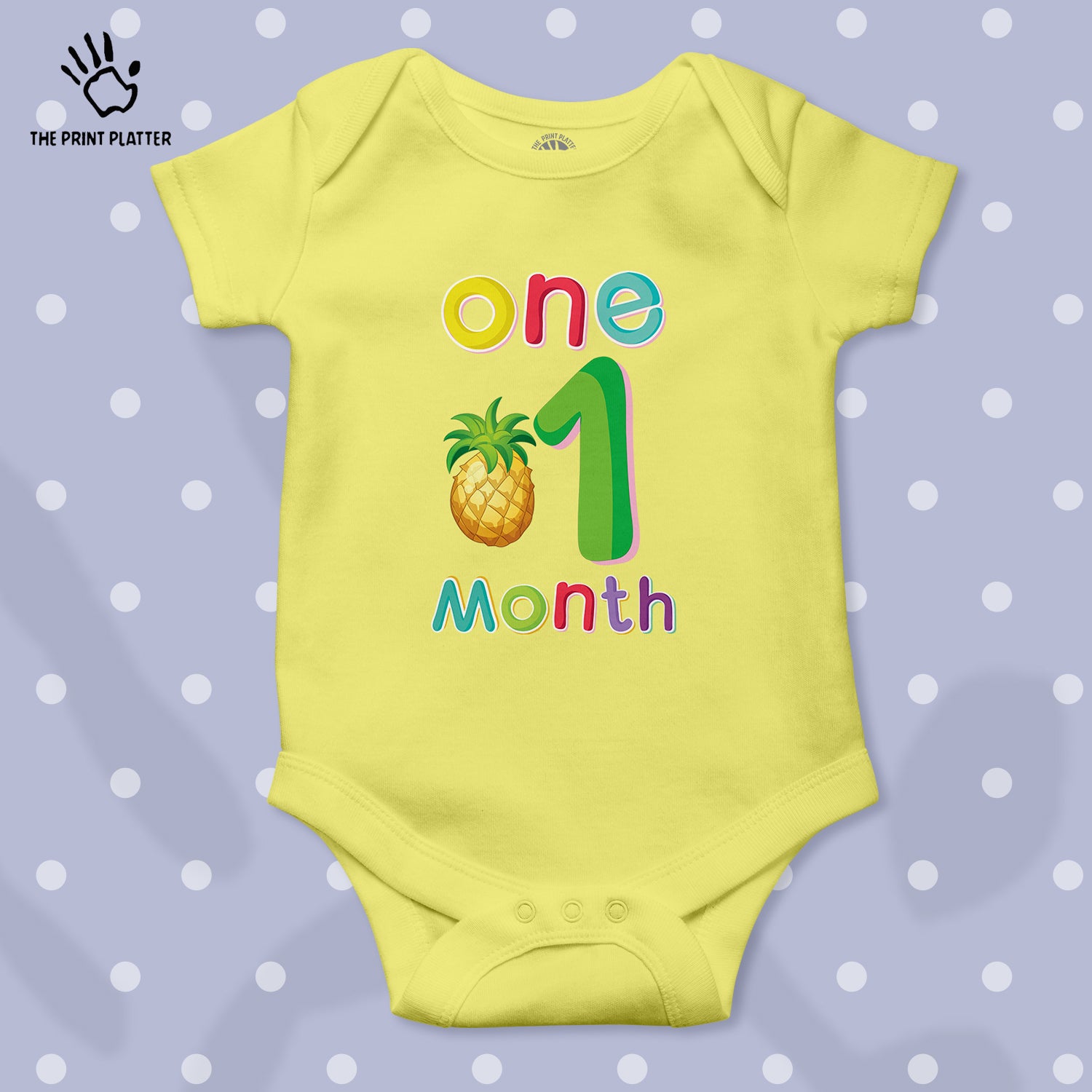 One Month Pineapple Unisex Half Sleeve Romper