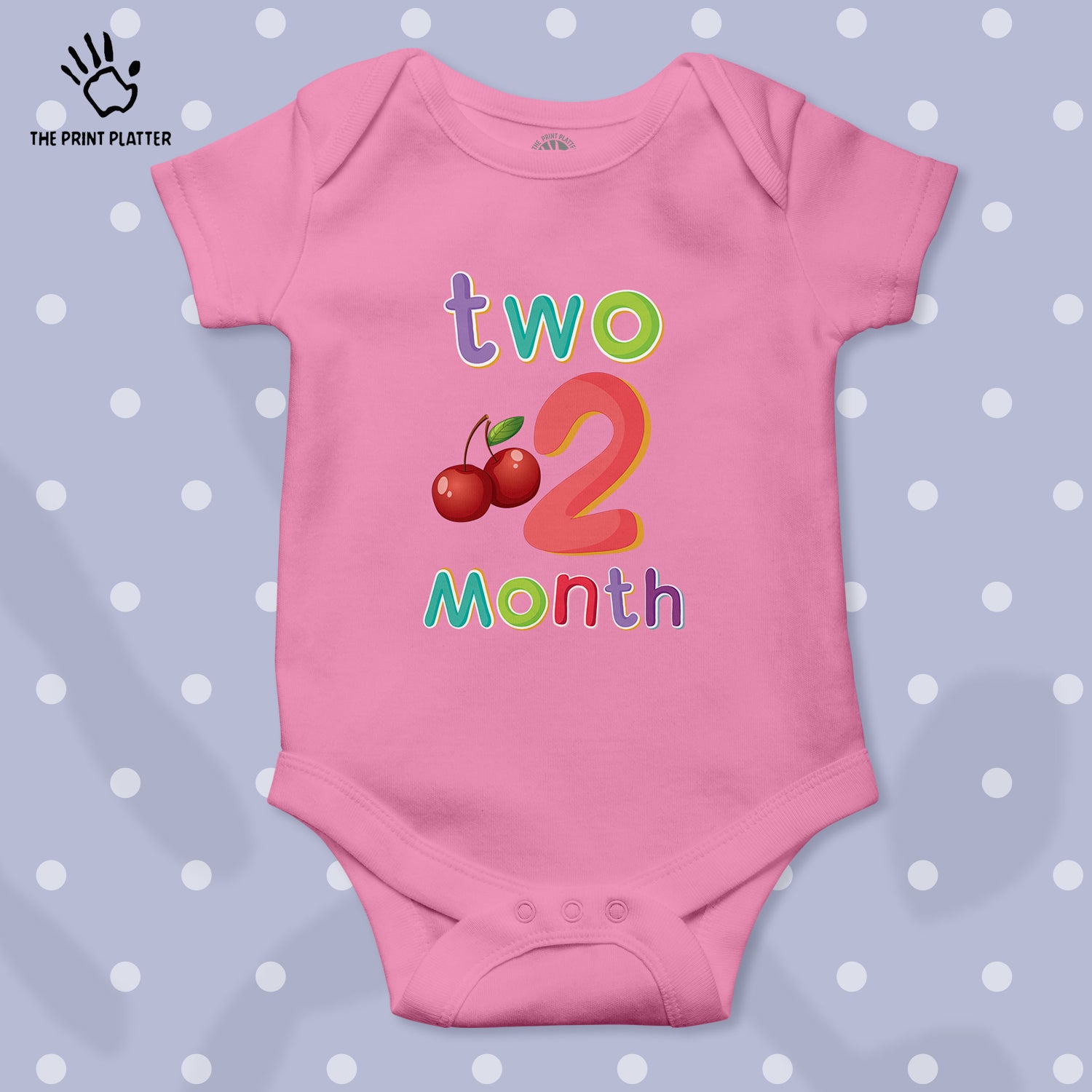 Two Month Cherry Unisex Half Sleeve Romper