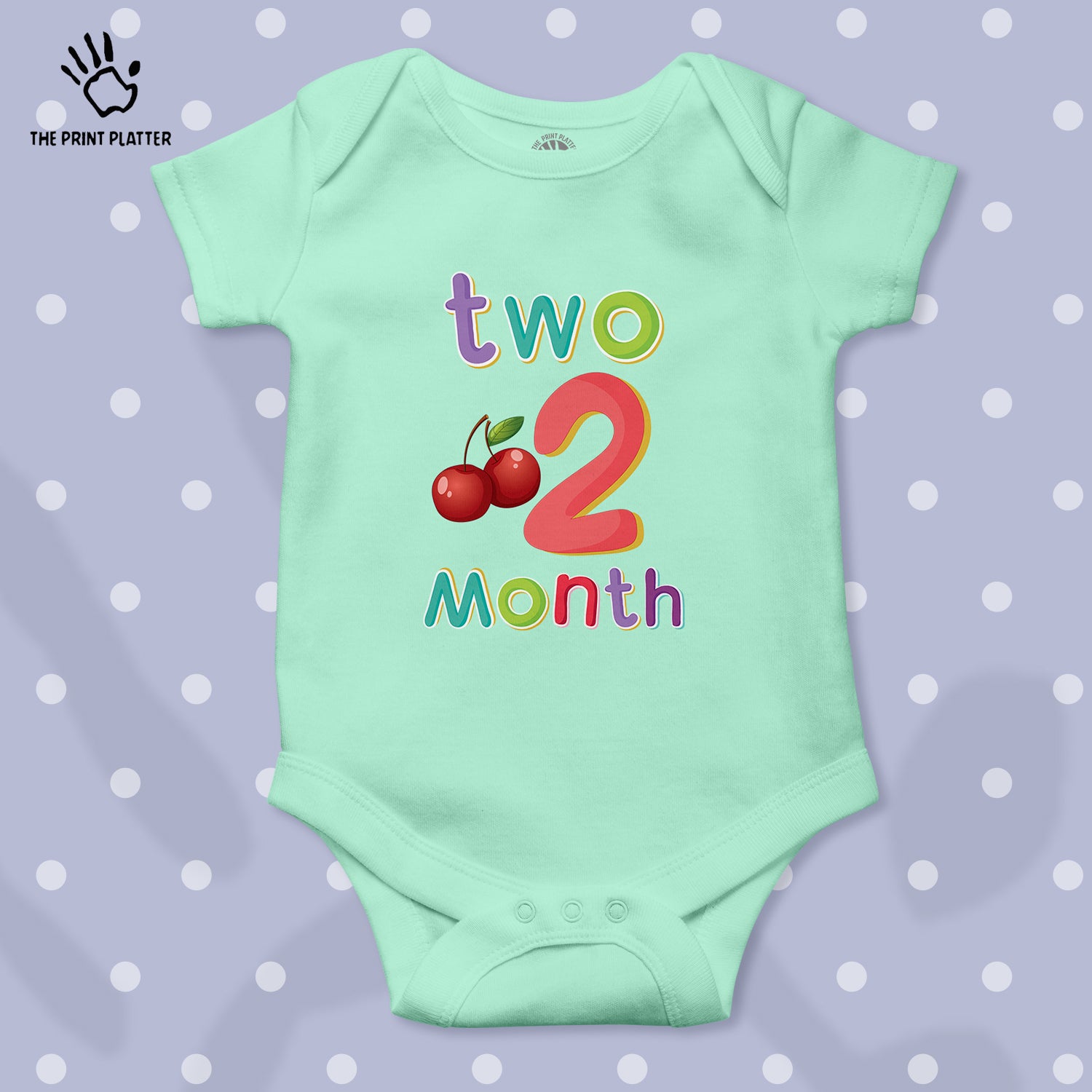 Two Month Cherry Unisex Half Sleeve Romper