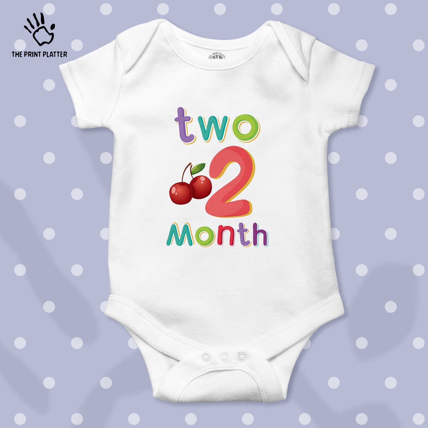 Two Month Cherry Unisex Half Sleeve Romper