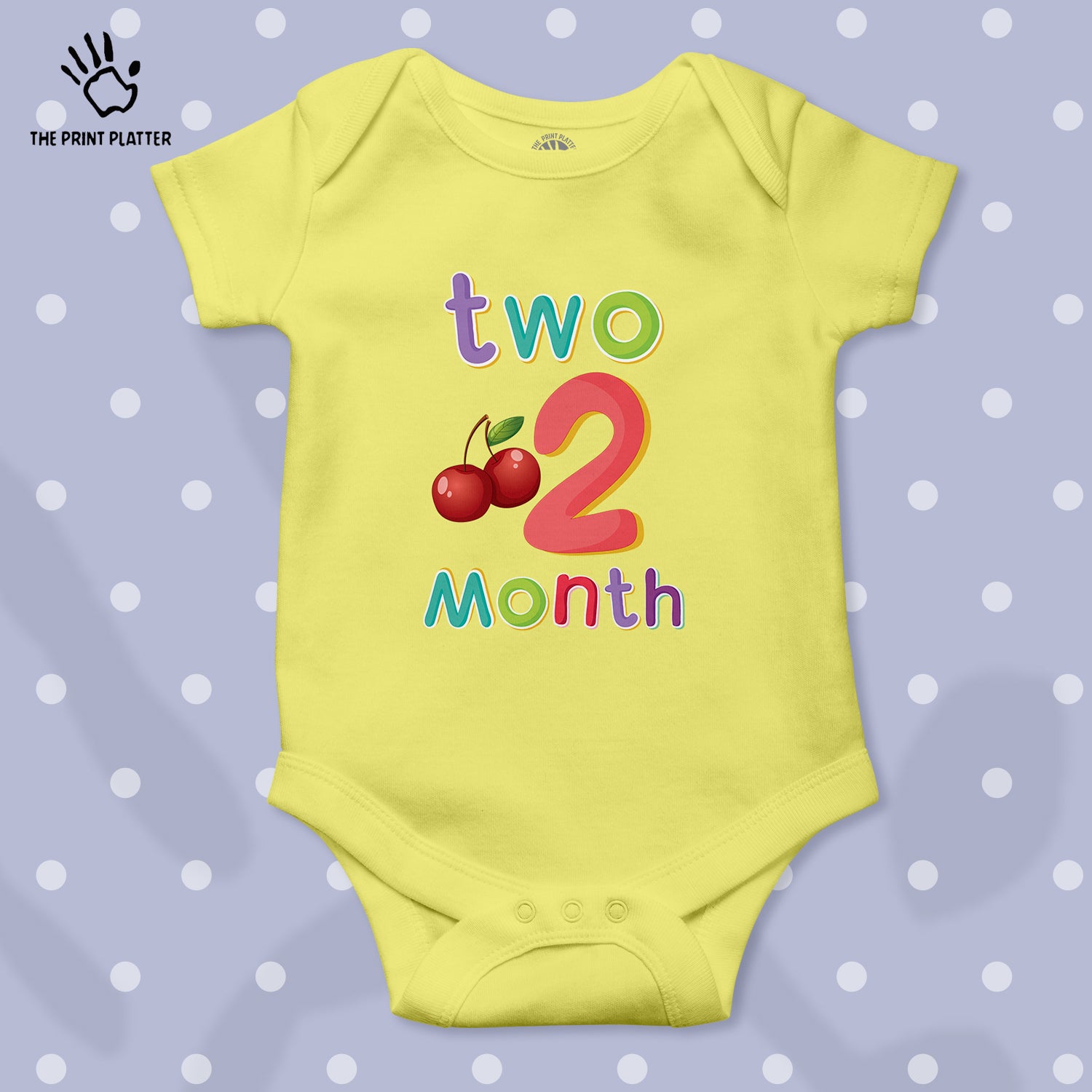 Two Month Cherry Unisex Half Sleeve Romper