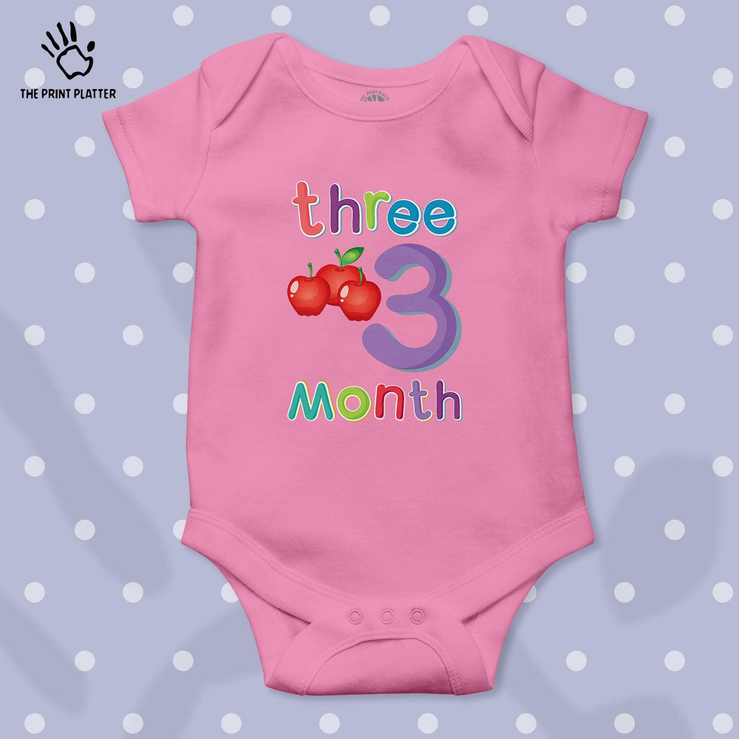 Three Month Apple Unisex Half Sleeve Romper