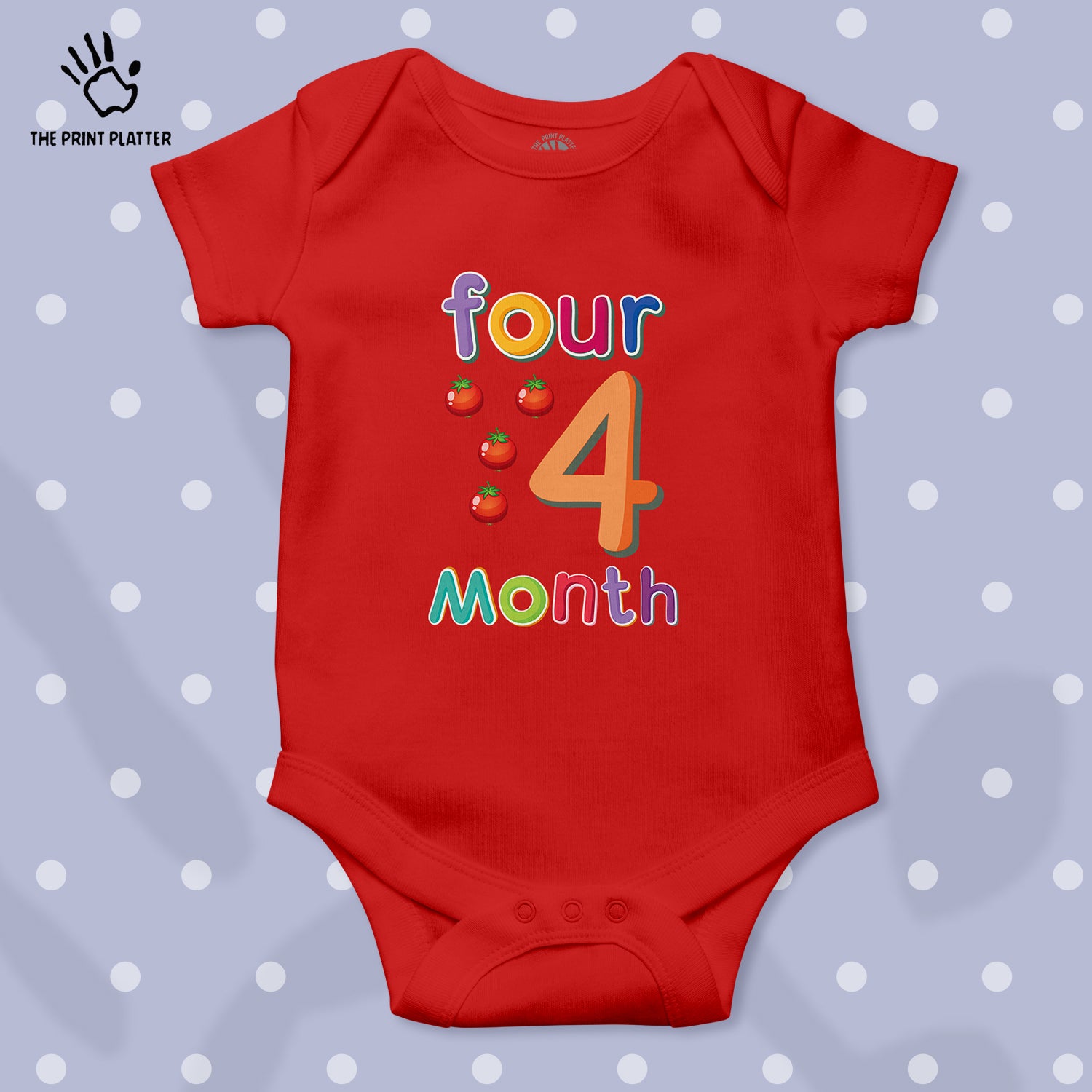 Four Month Tomato Unisex Half Sleeve Romper