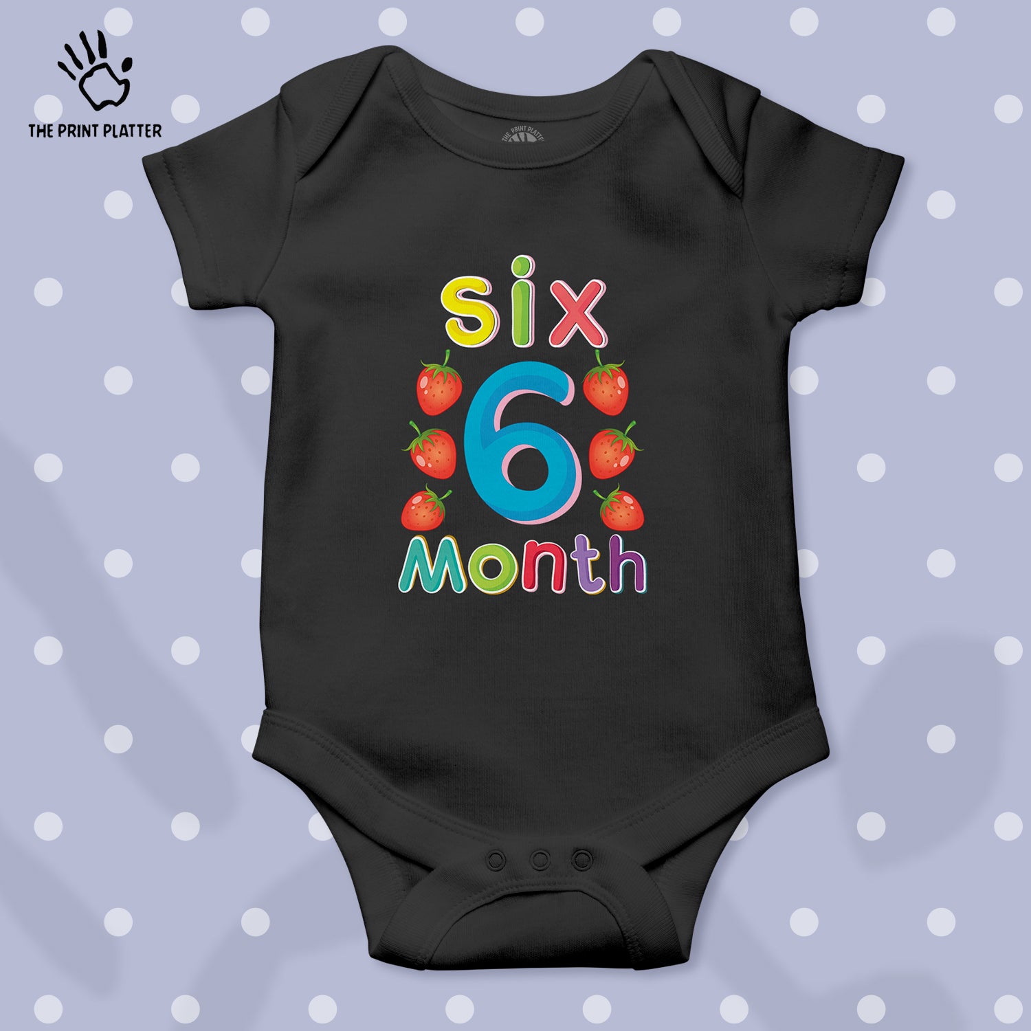 Six Month Strawberry Unisex Half Sleeve Romper