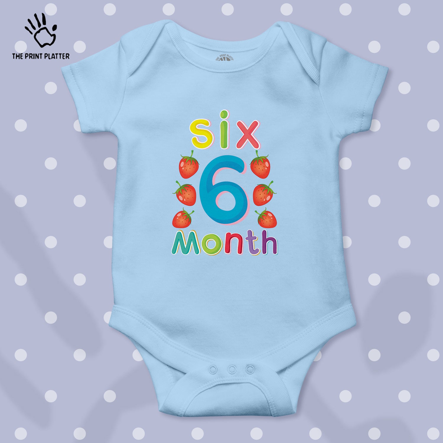 Six Month Strawberry Unisex Half Sleeve Romper