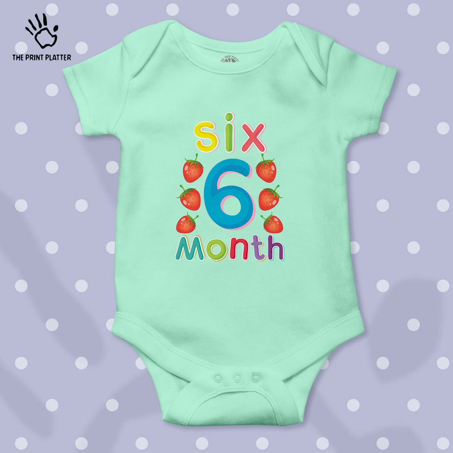 Six Month Strawberry Unisex Half Sleeve Romper