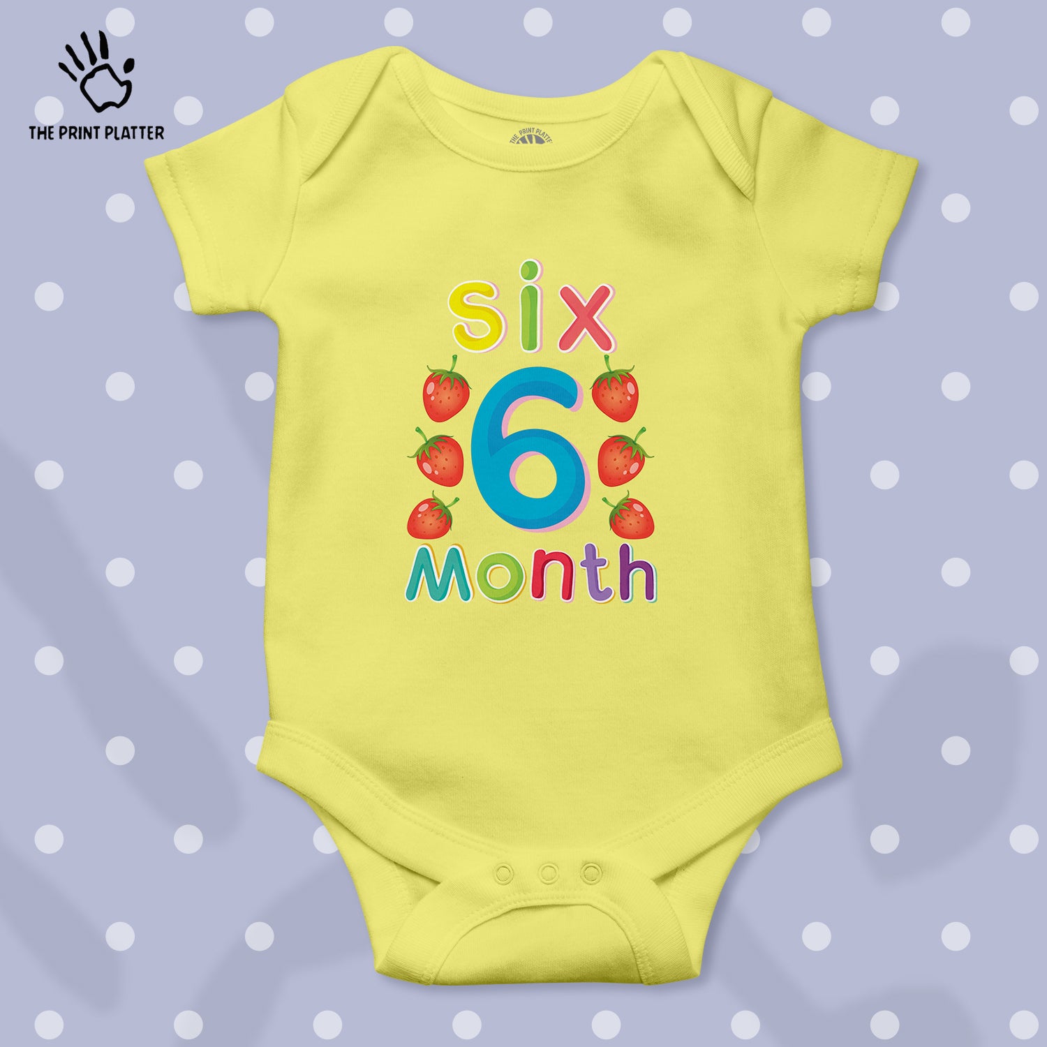 Six Month Strawberry Unisex Half Sleeve Romper