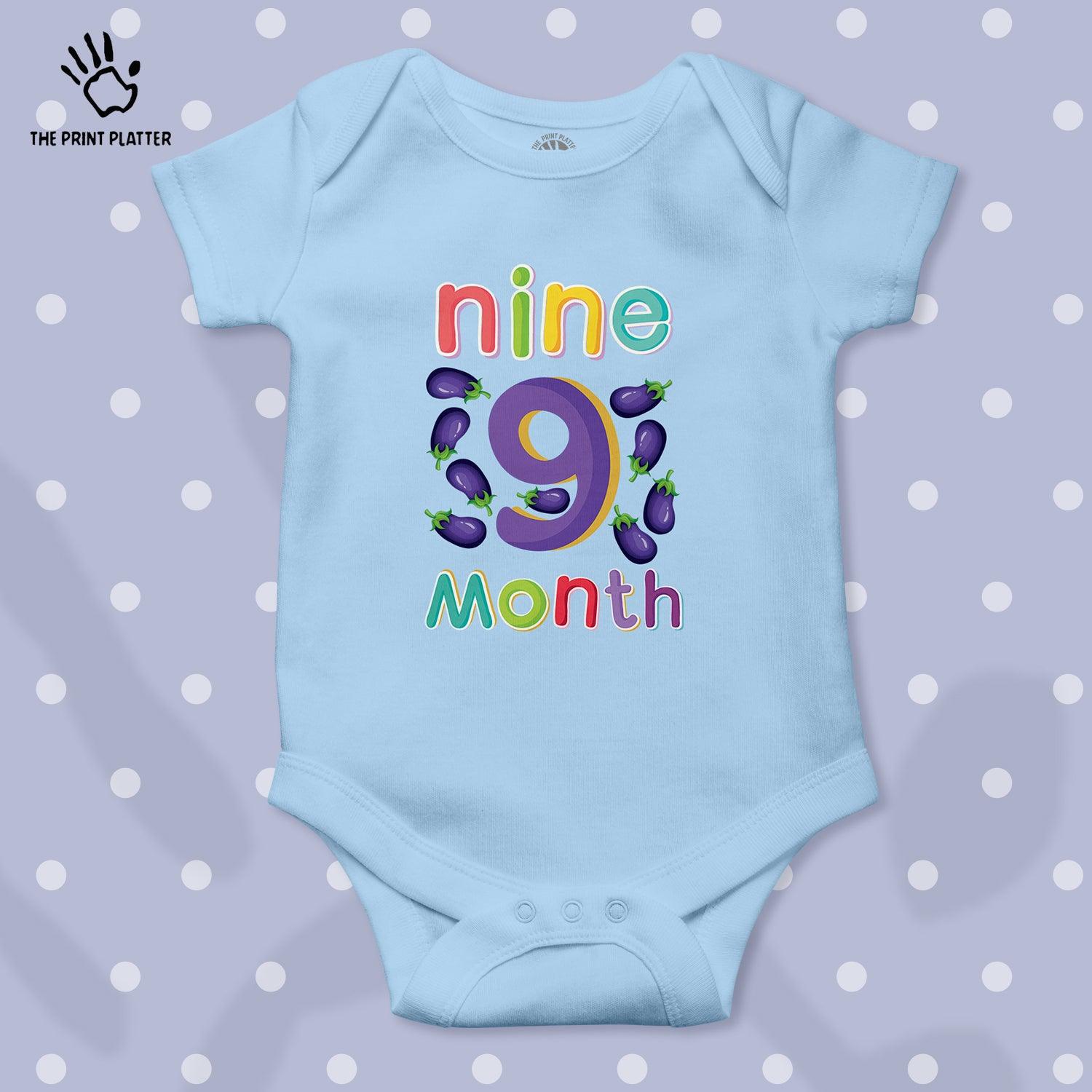 Nine Month Aubergine Unisex Half Sleeve Romper