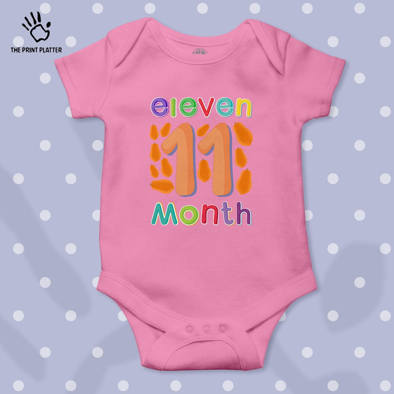 Eleven Month Papaya Unisex Half Sleeve Romper