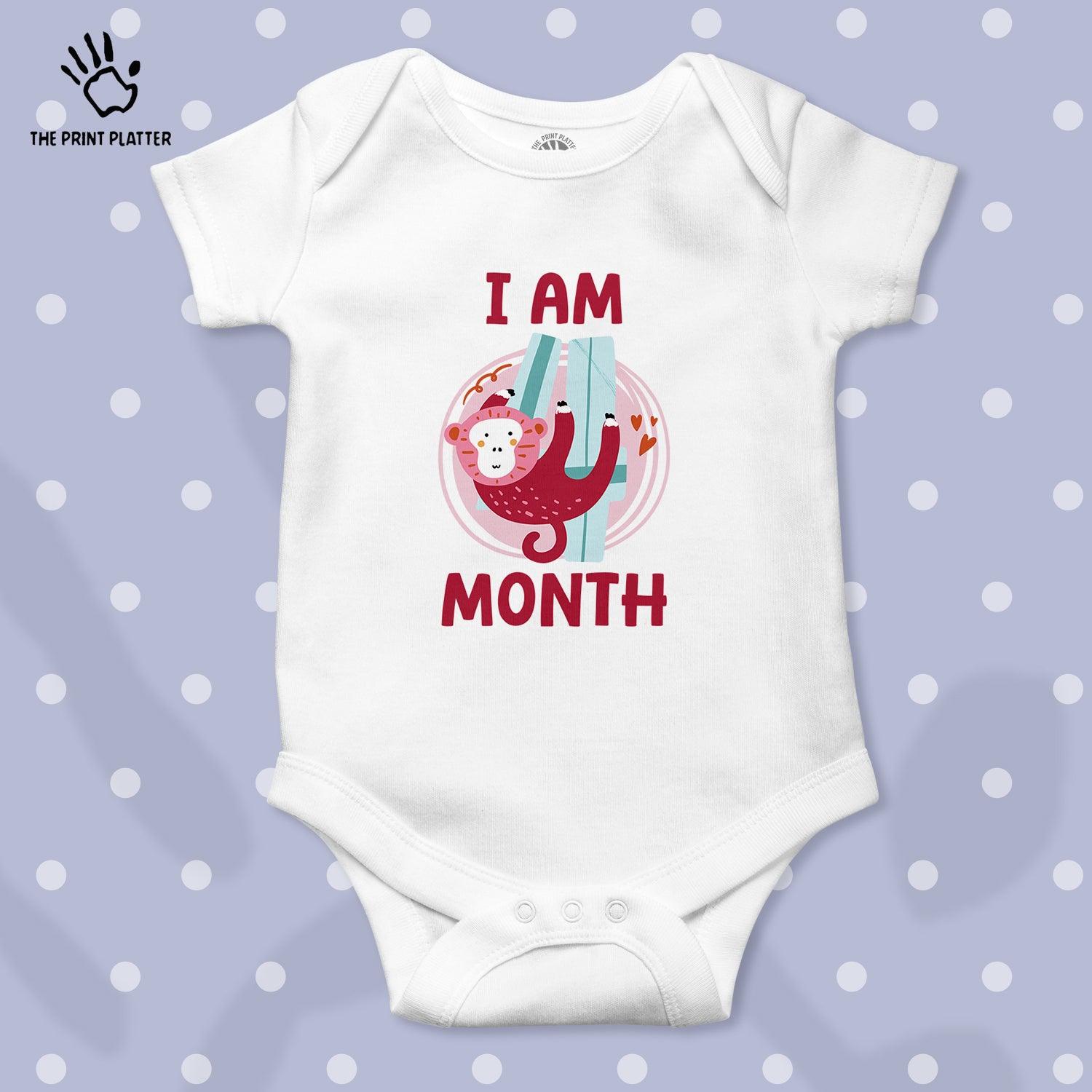 I Am 4 Month Unisex Half Sleeve Romper