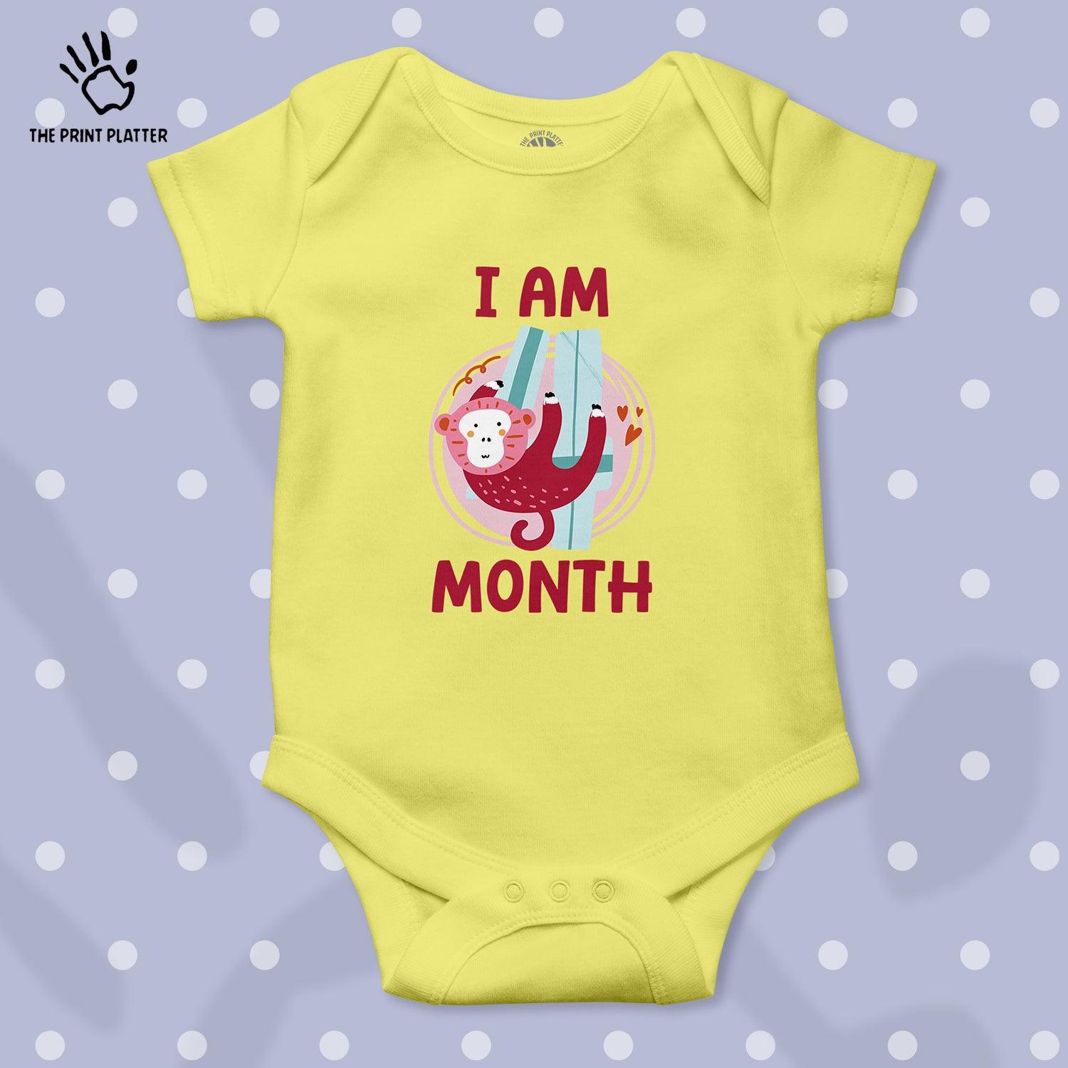 I Am 4 Month Unisex Half Sleeve Romper