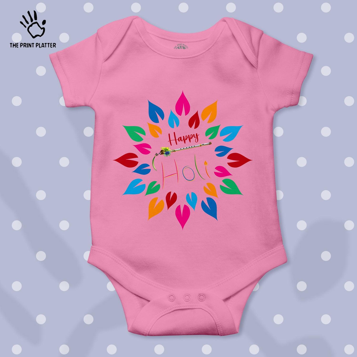 Happy Holi Unisex Half Sleeve Romper