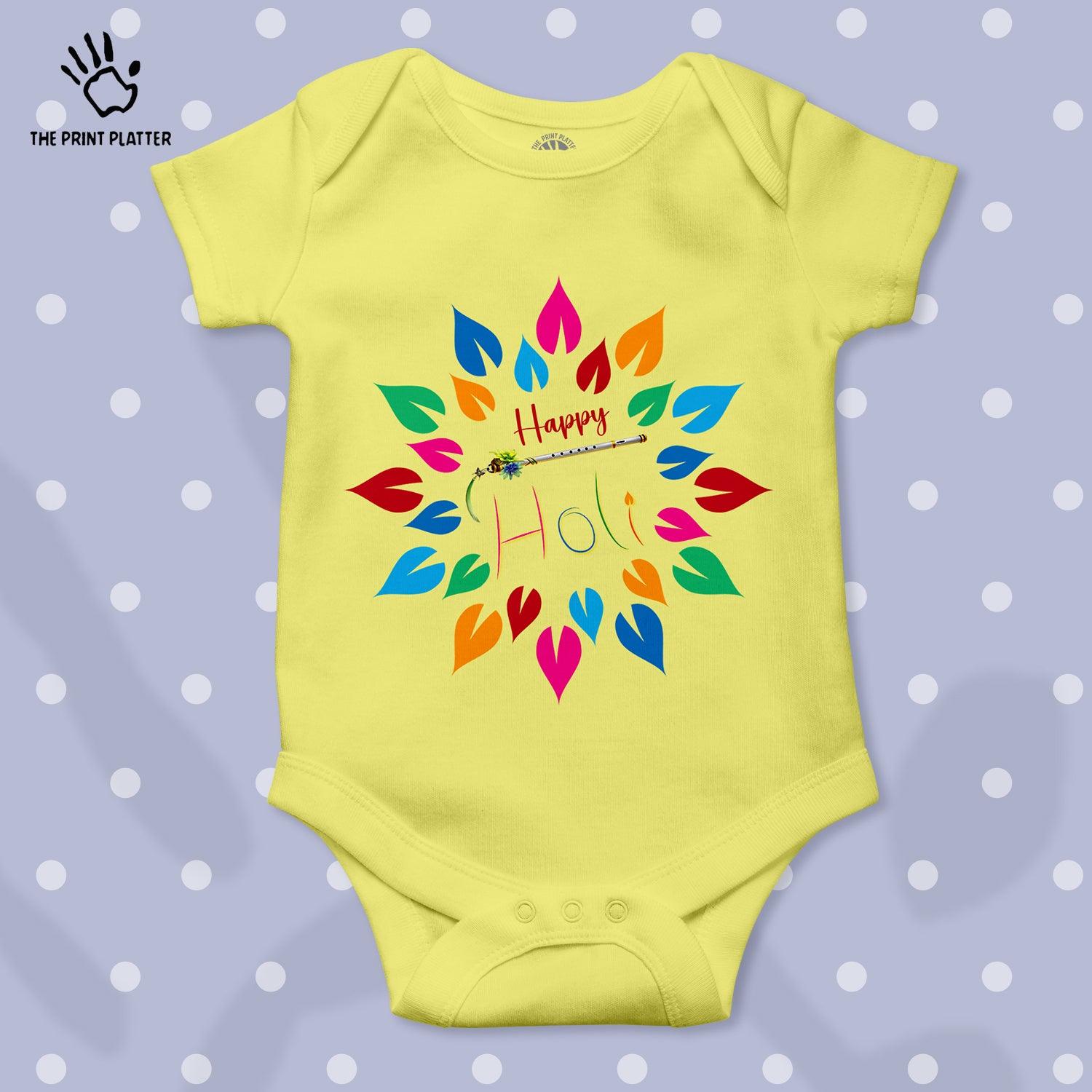 Happy Holi Unisex Half Sleeve Romper