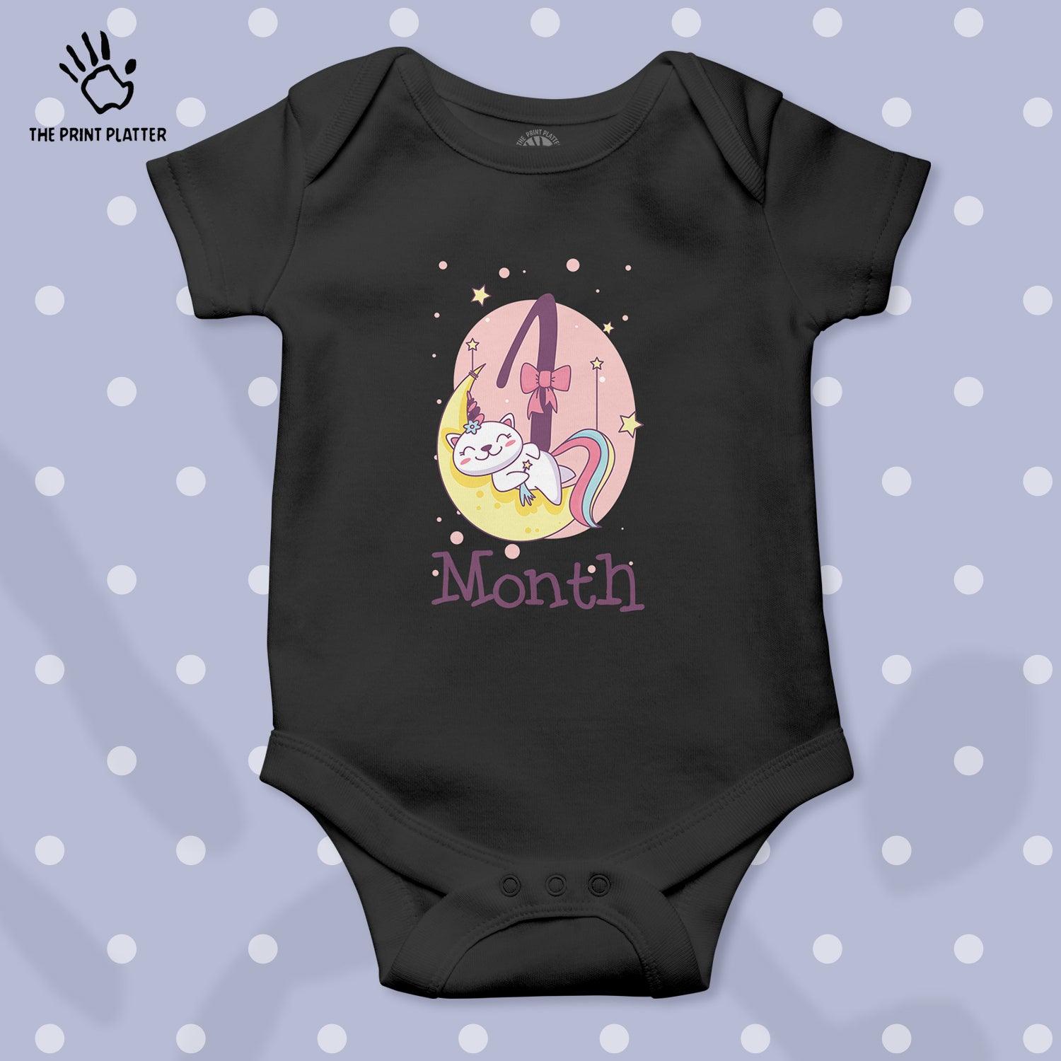 1 Month Unisex Half Sleeve Romper