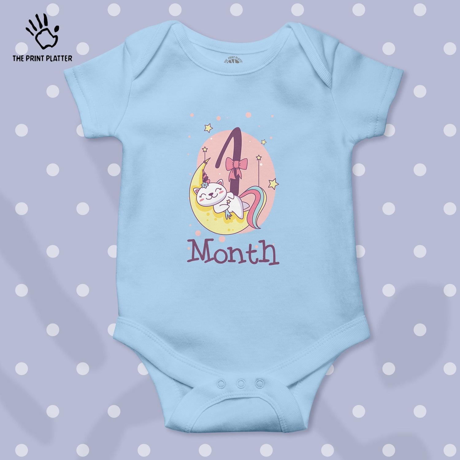 1 Month Unisex Half Sleeve Romper