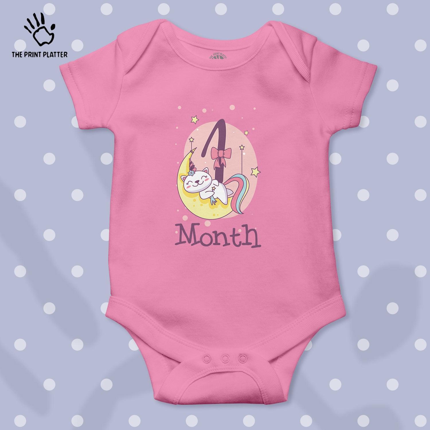 1 Month Unisex Half Sleeve Romper