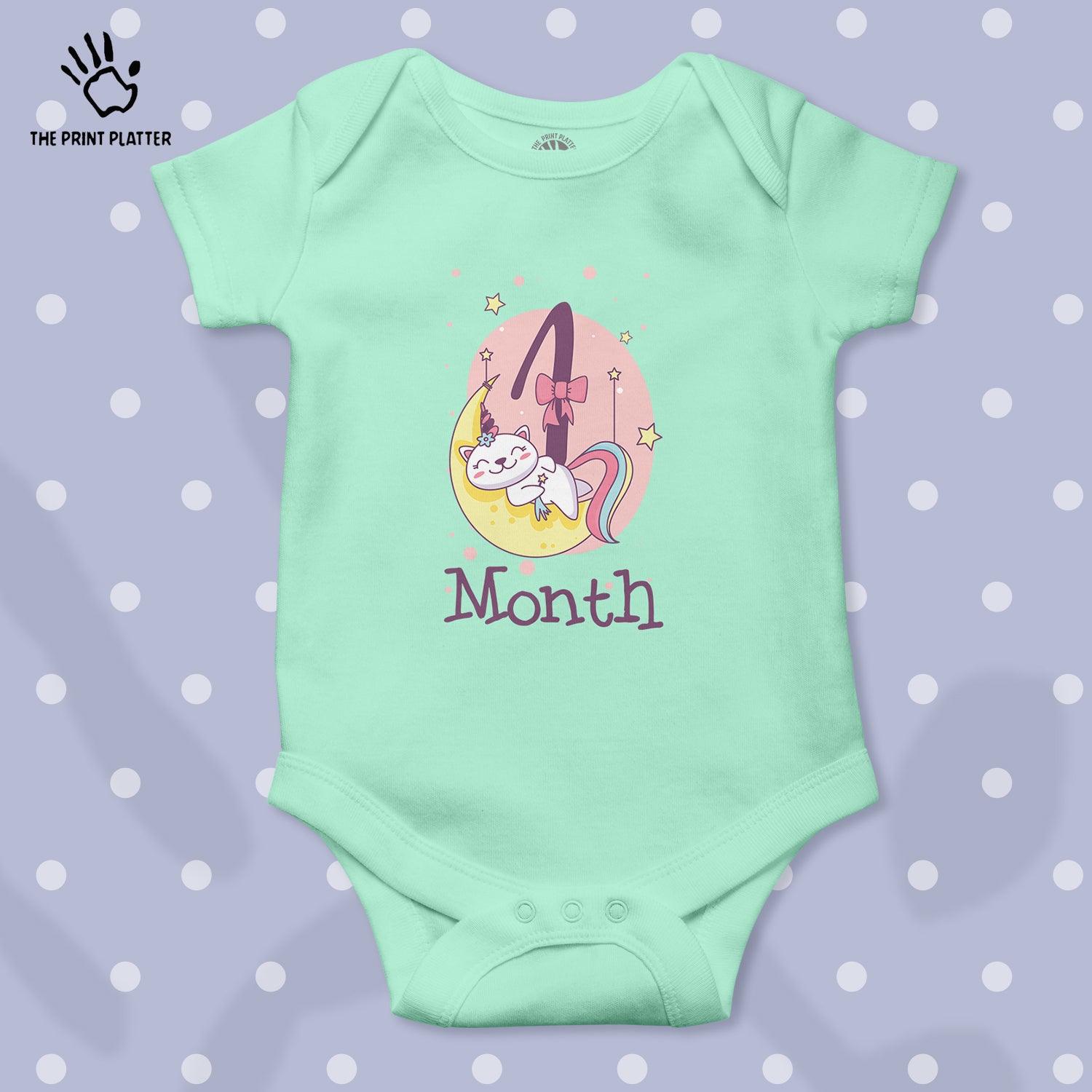 1 Month Unisex Half Sleeve Romper