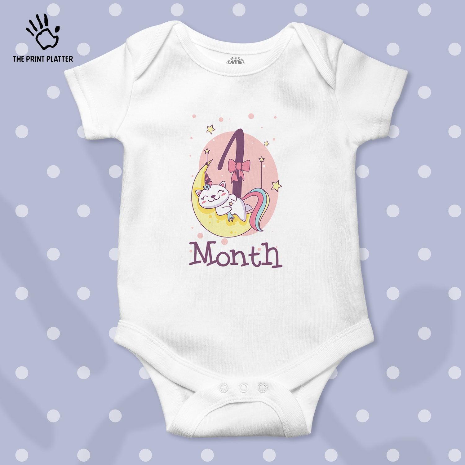 1 Month Unisex Half Sleeve Romper