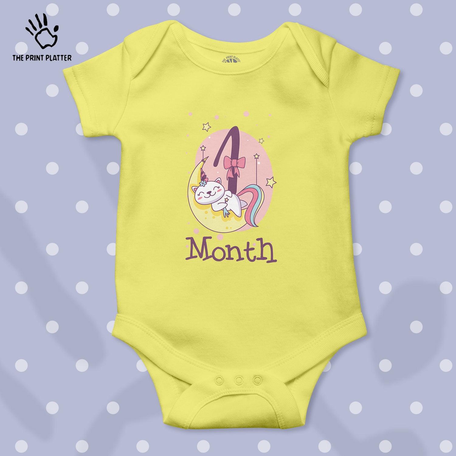 1 Month Unisex Half Sleeve Romper