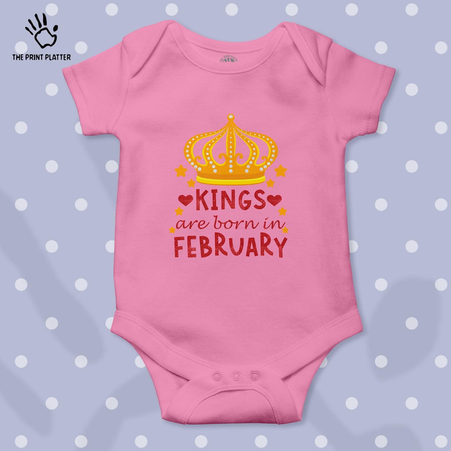 King Are Born In February Unisex Half Sleeve Romper