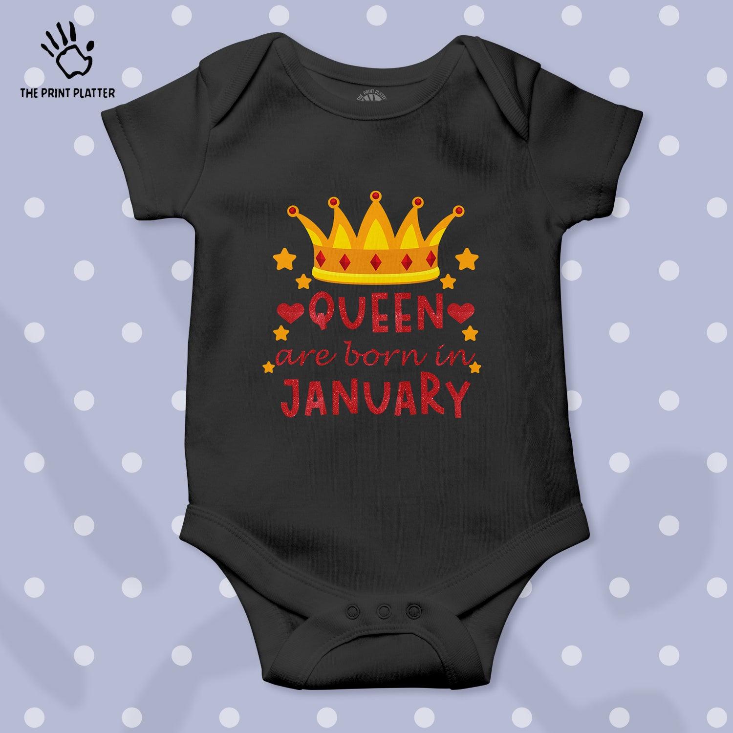 Queen Are Born In January Unisex Half Sleeve Romper