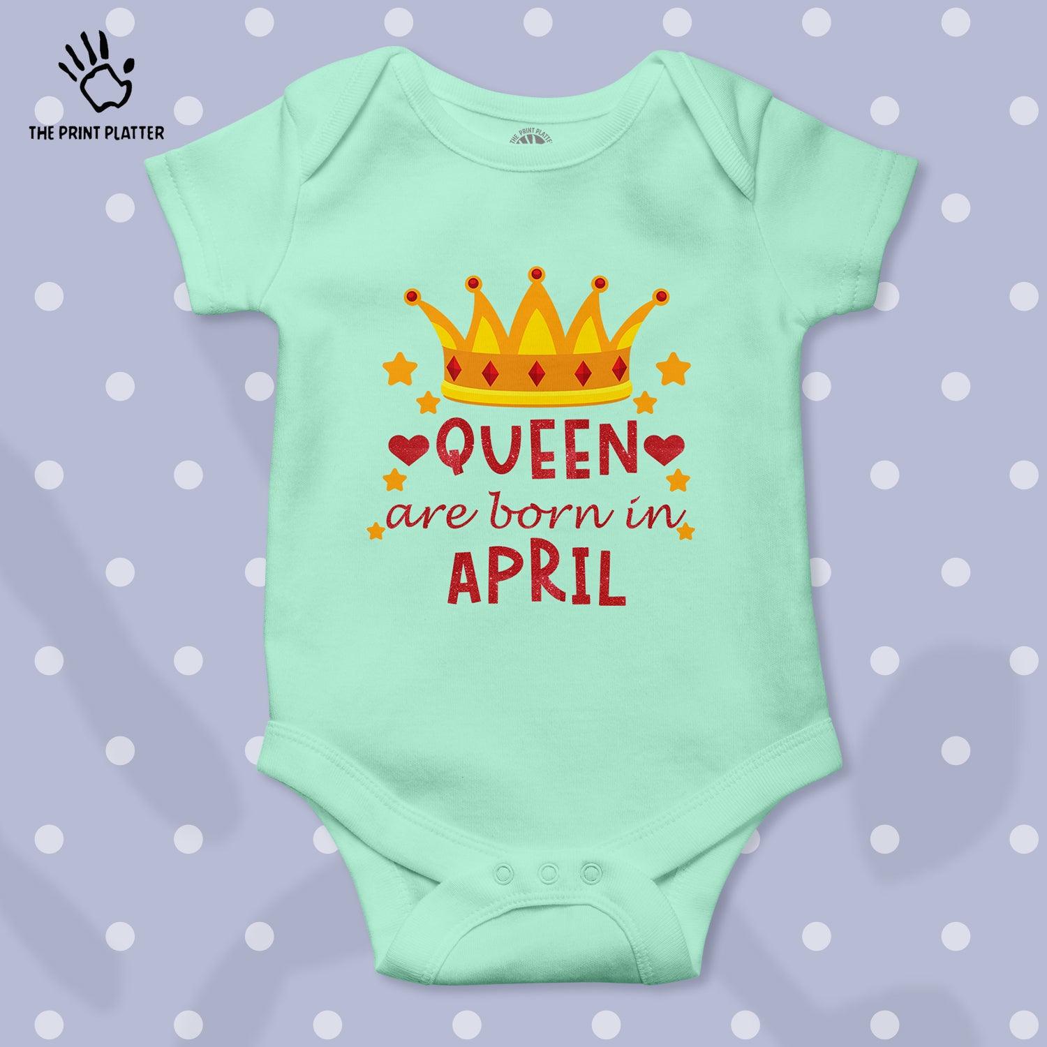 Queen Are Born In April Unisex Half Sleeve Romper