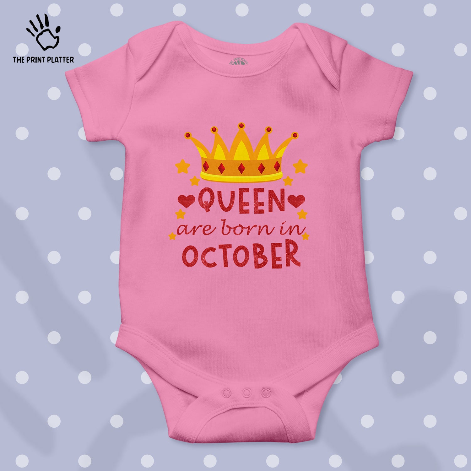 Queen Are Born In October Unisex Half Sleeve Romper