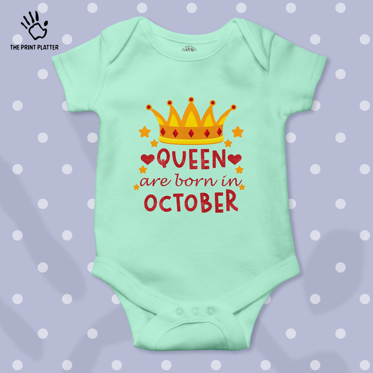 Queen Are Born In October Unisex Half Sleeve Romper