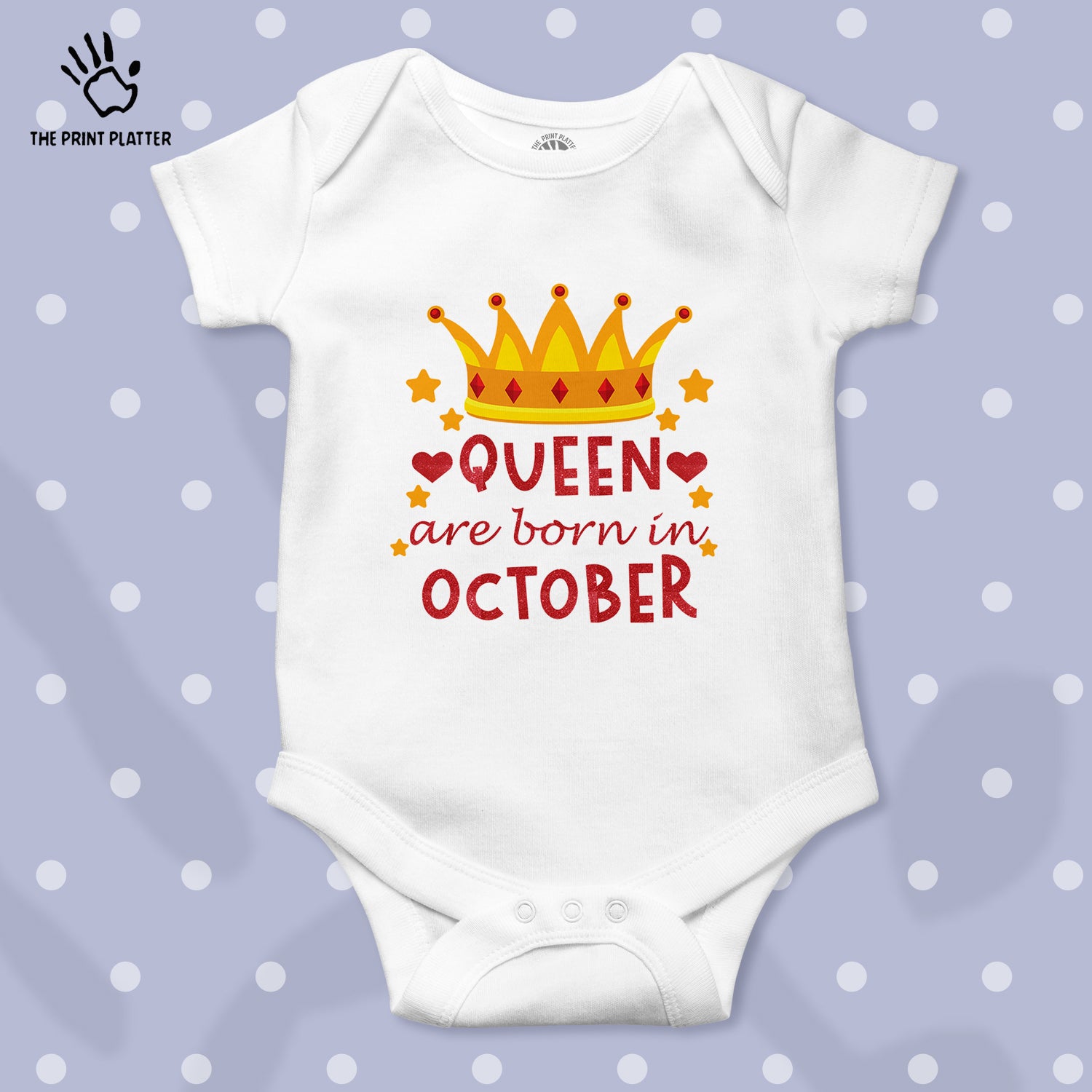 Queen Are Born In October Unisex Half Sleeve Romper