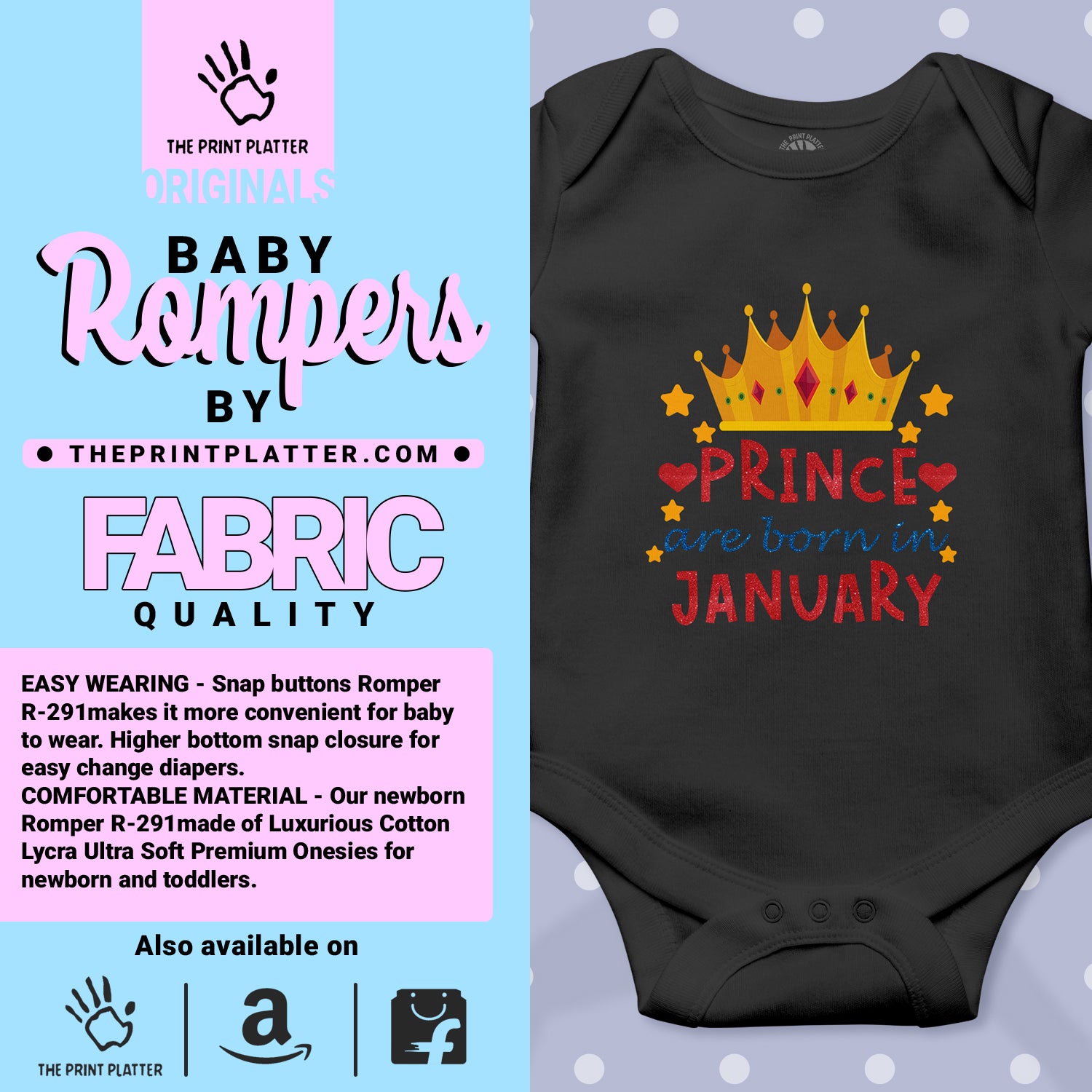 Prince Are Born In January Unisex Half Sleeve Romper