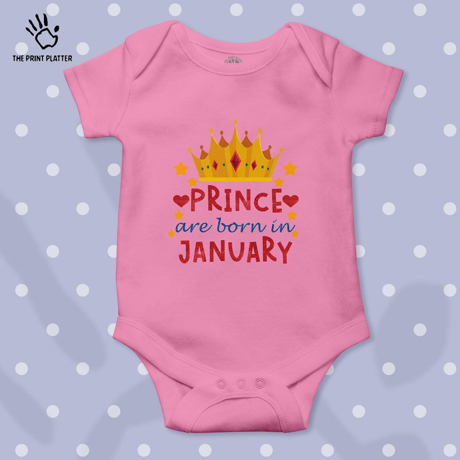 Prince Are Born In January Unisex Half Sleeve Romper