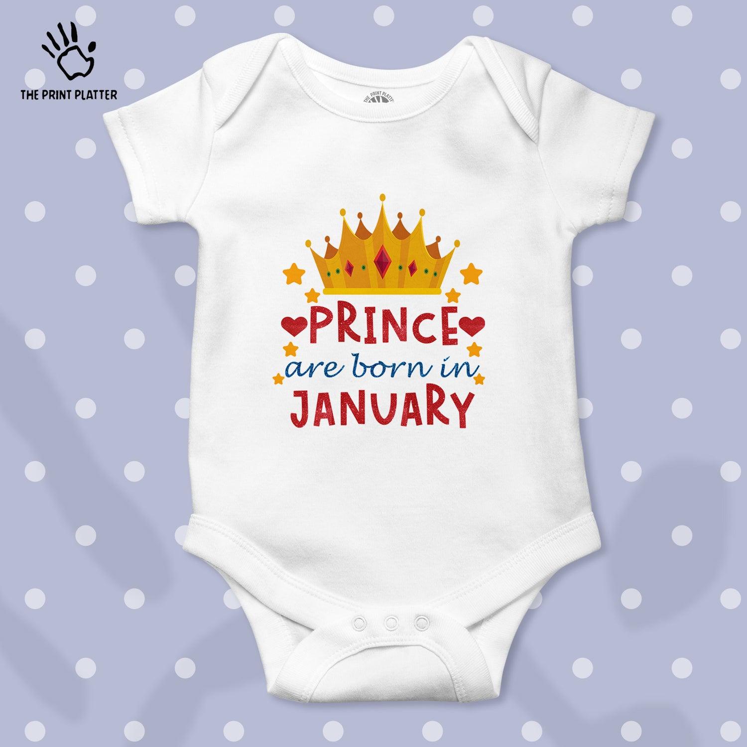 Prince Are Born In January Unisex Half Sleeve Romper