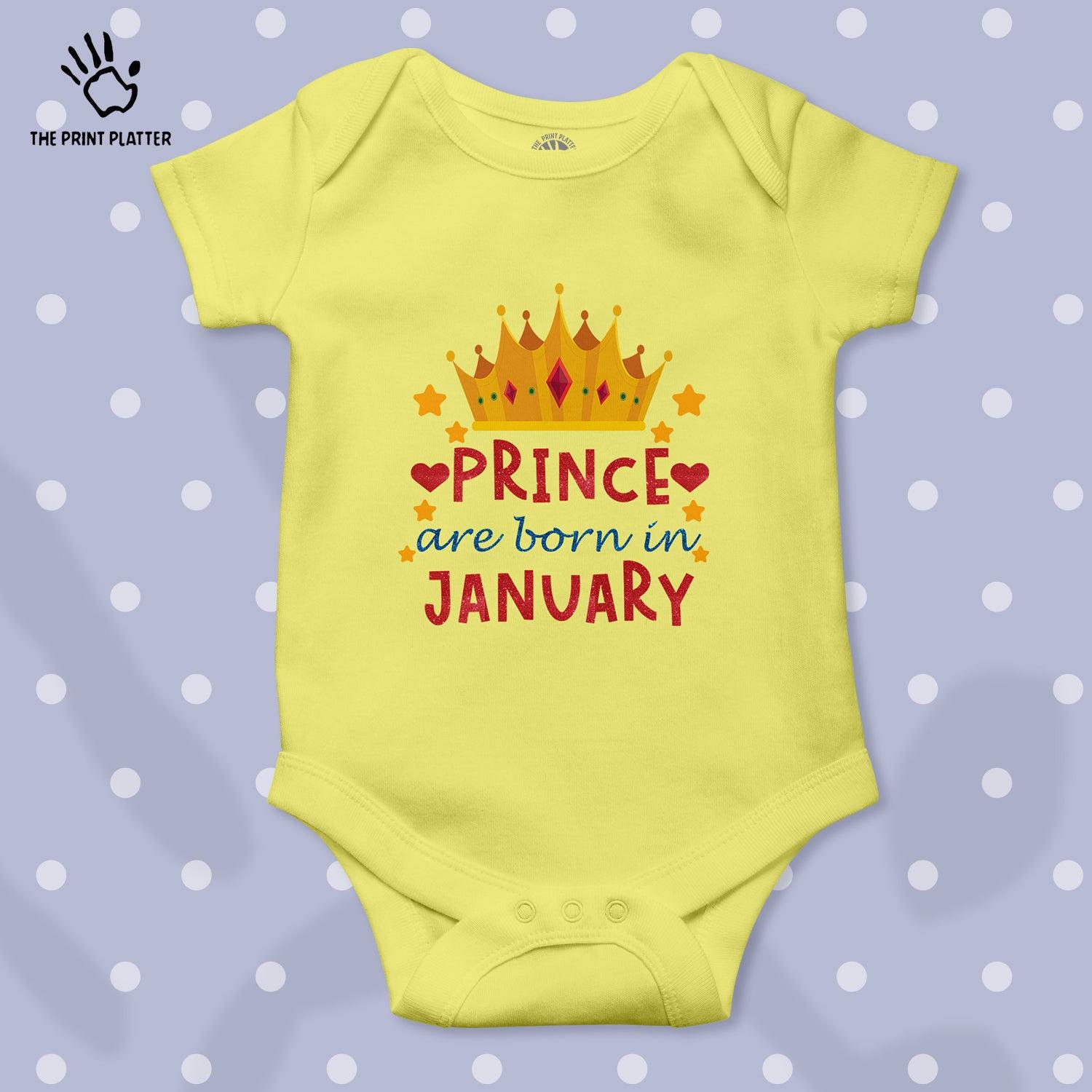 Prince Are Born In January Unisex Half Sleeve Romper