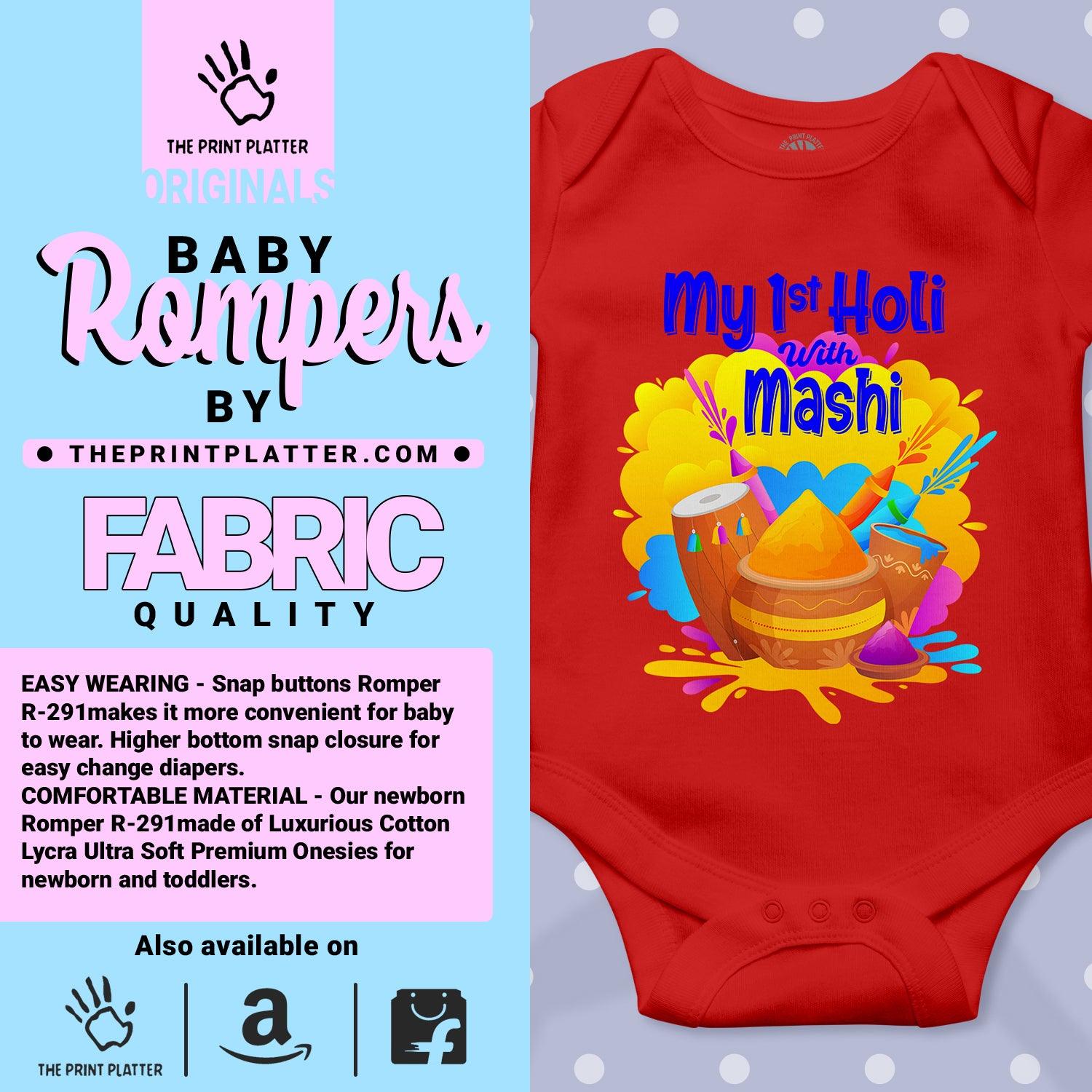 My First Holi With Mashi Unisex Half Sleeve Romper