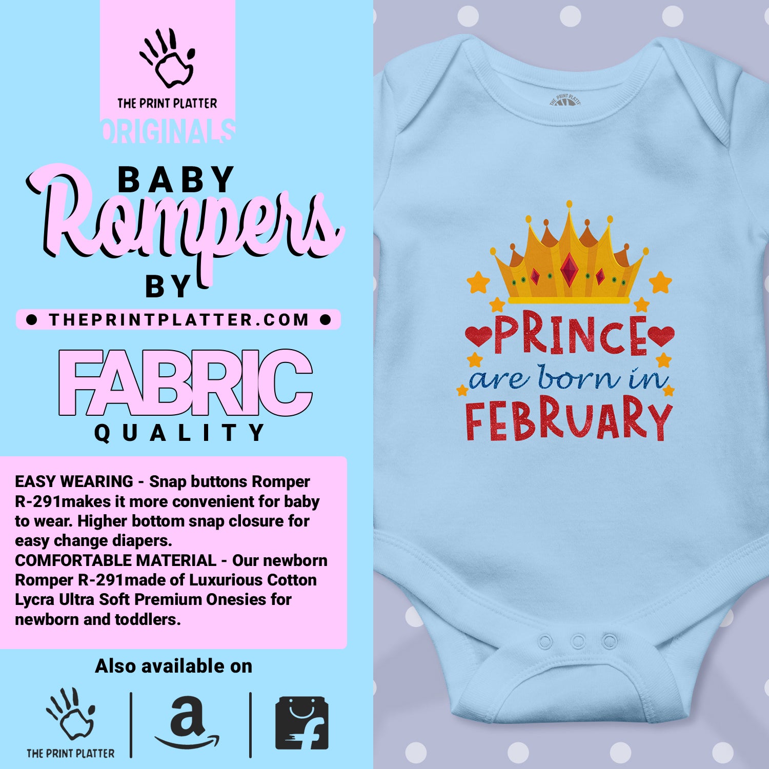 Prince Are Born In February Unisex Half Sleeve Romper