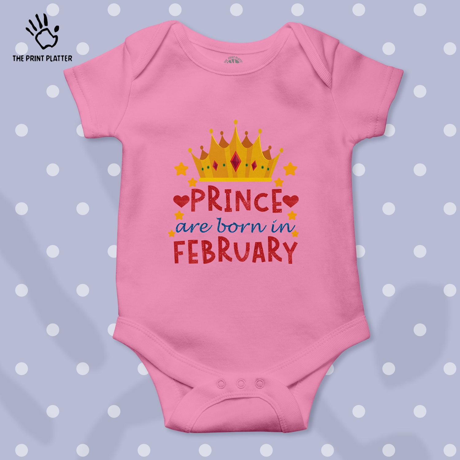 Prince Are Born In February Unisex Half Sleeve Romper