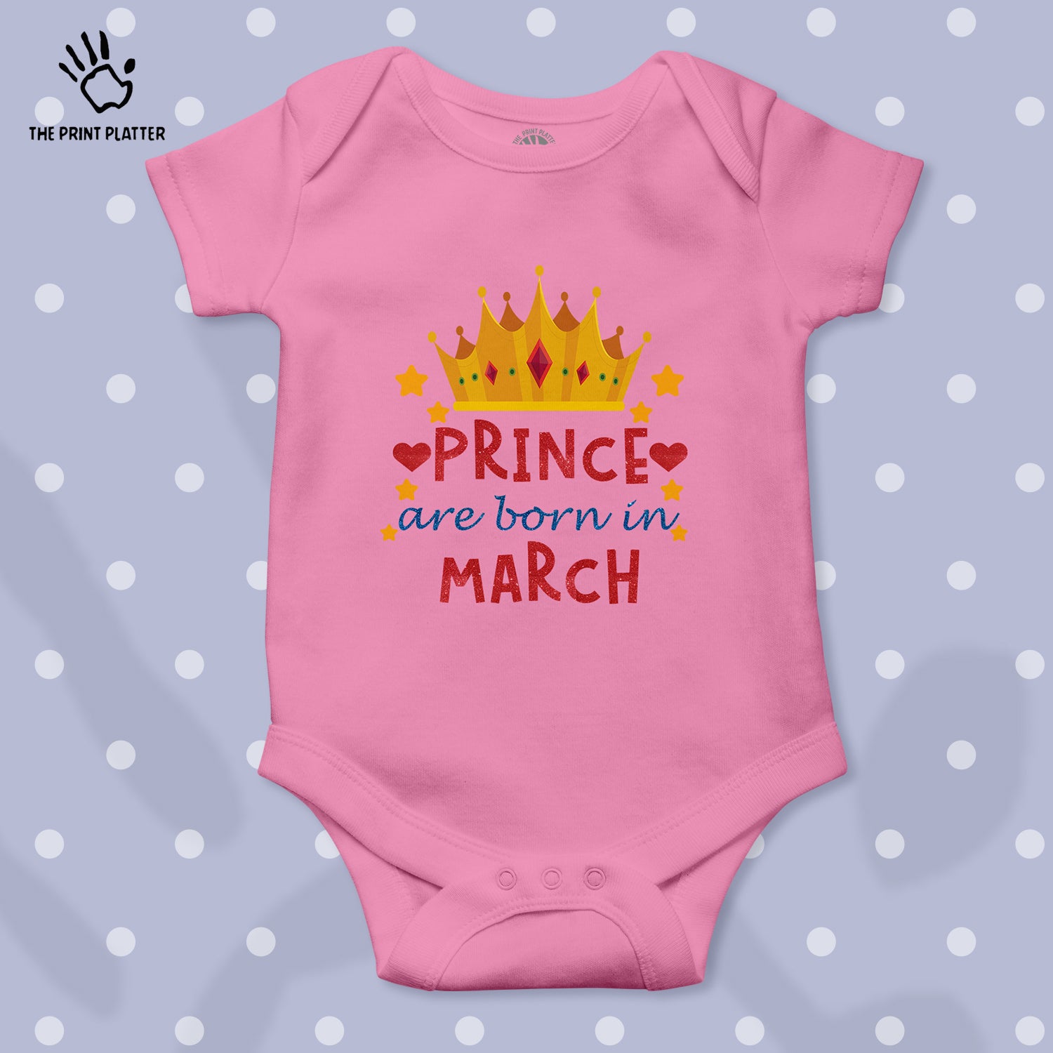 Prince Are Born In March Unisex Half Sleeve Romper