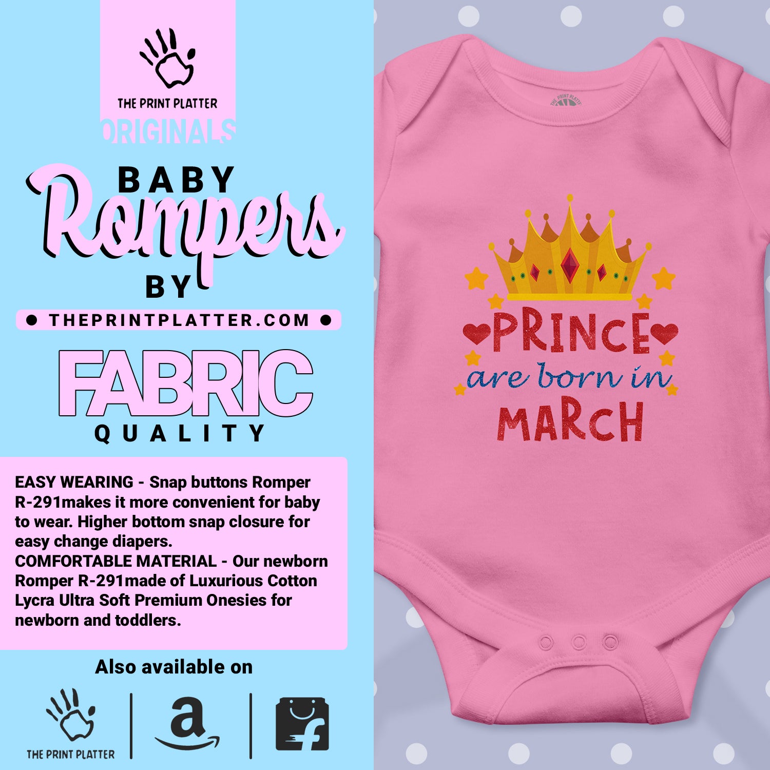 Prince Are Born In March Unisex Half Sleeve Romper