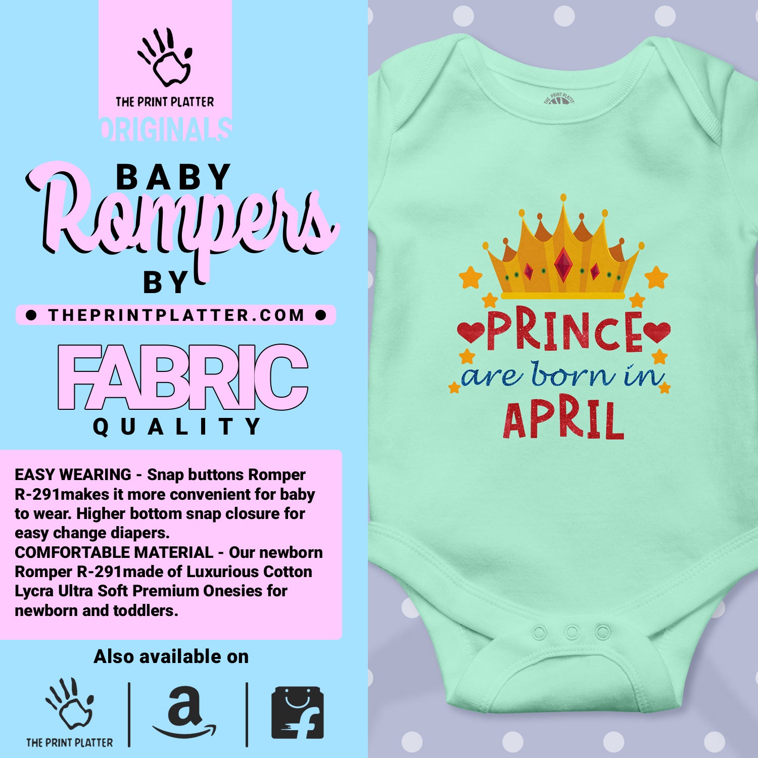 Prince Are Born In April Unisex Half Sleeve Romper