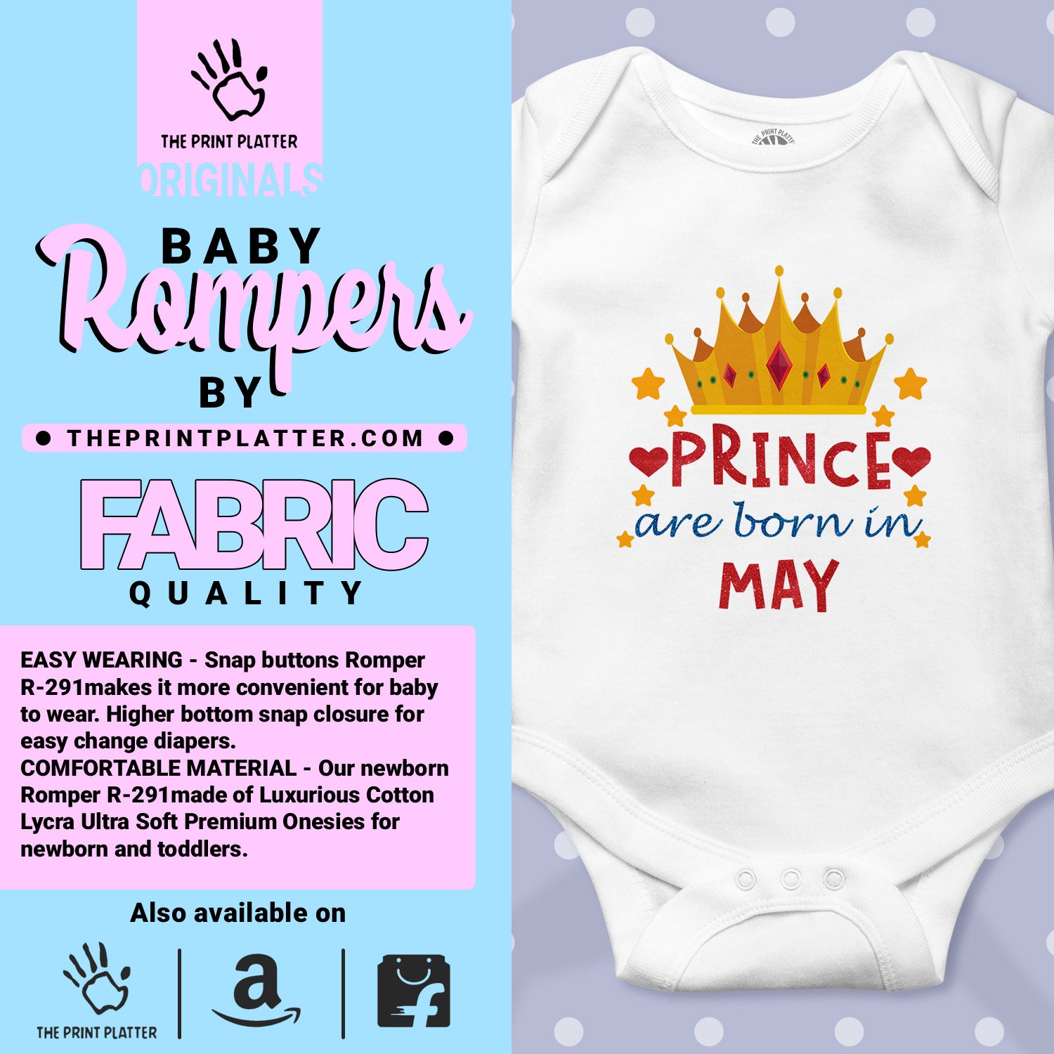 Prince Are Born In May Unisex Half Sleeve Romper