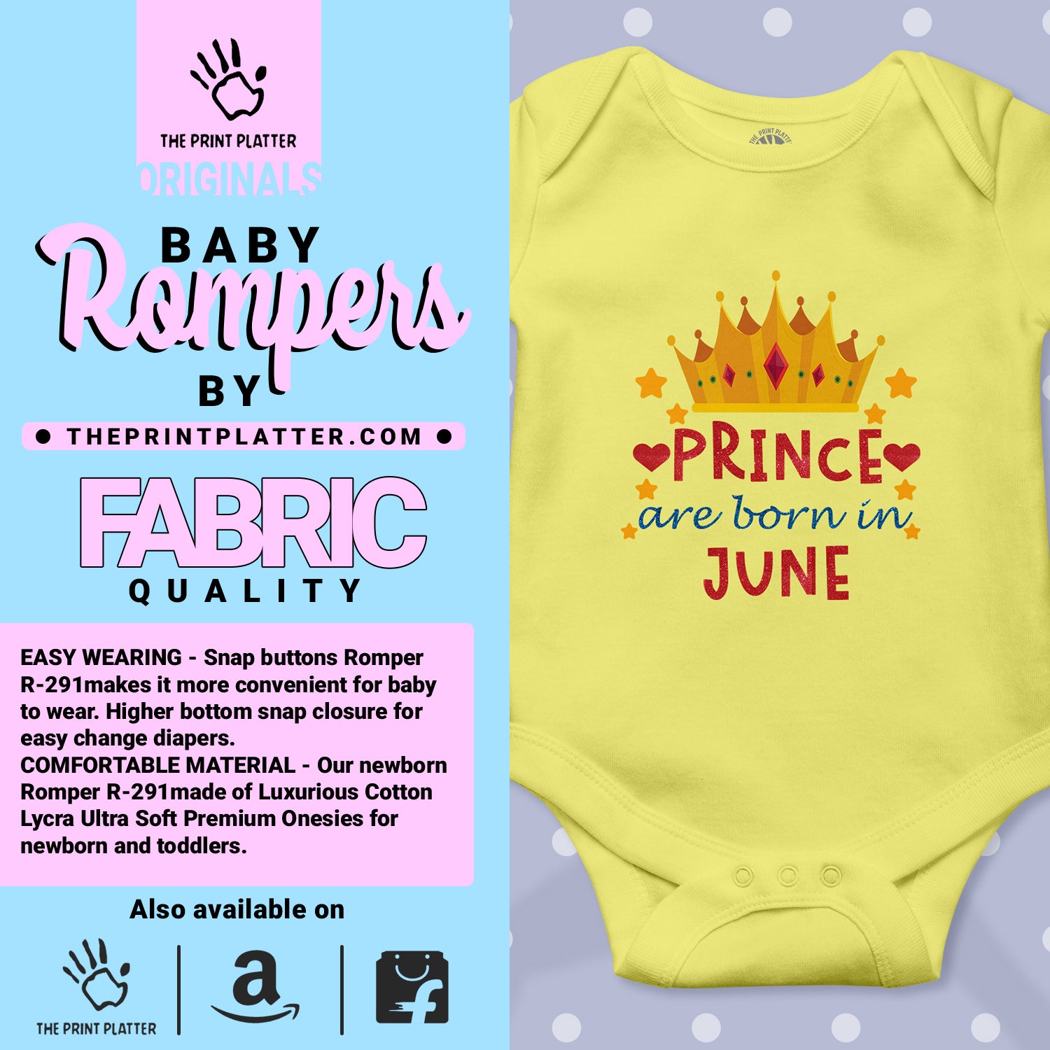 Prince Are Born In June Unisex Half Sleeve Romper