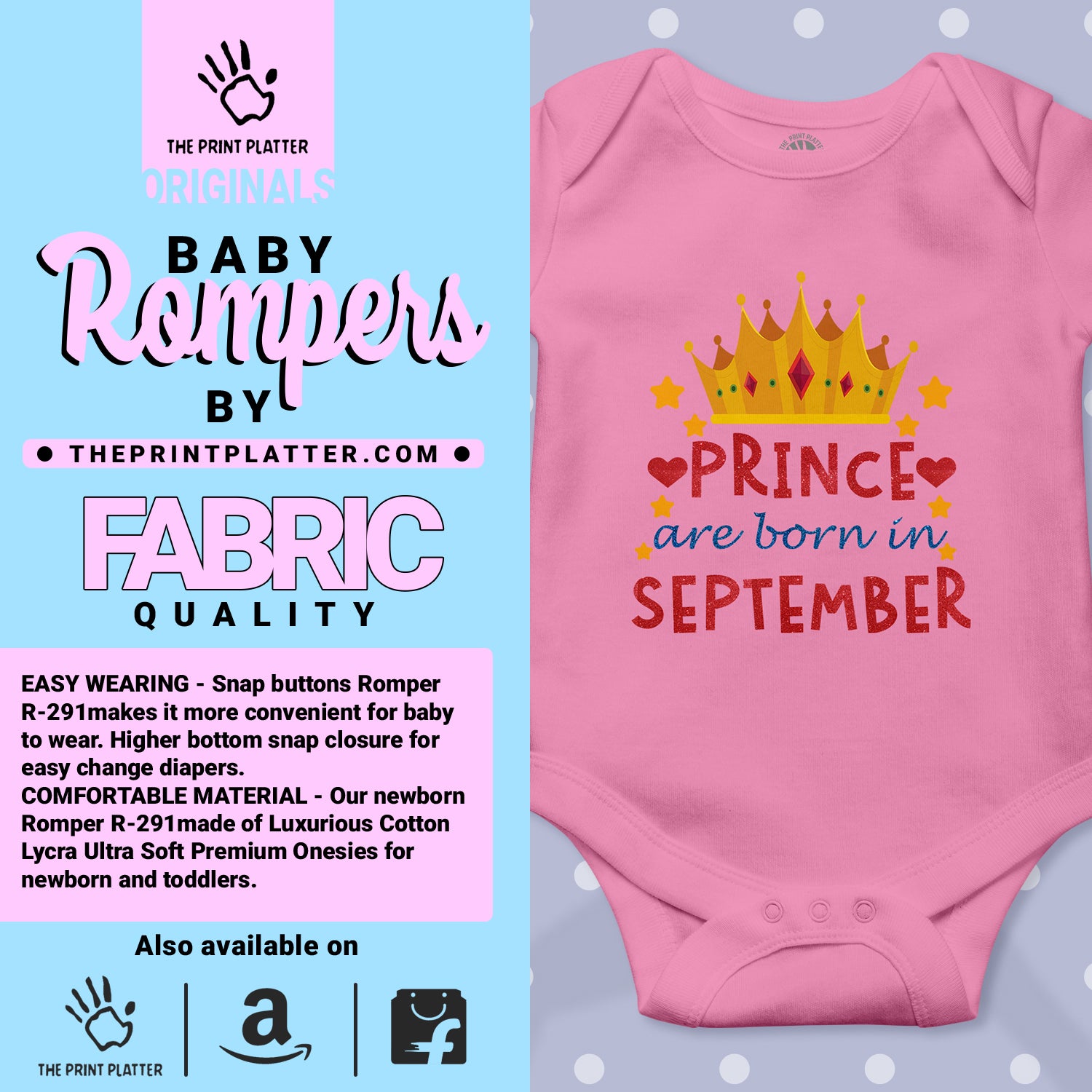 Prince Are Born In September Unisex Half Sleeve Romper