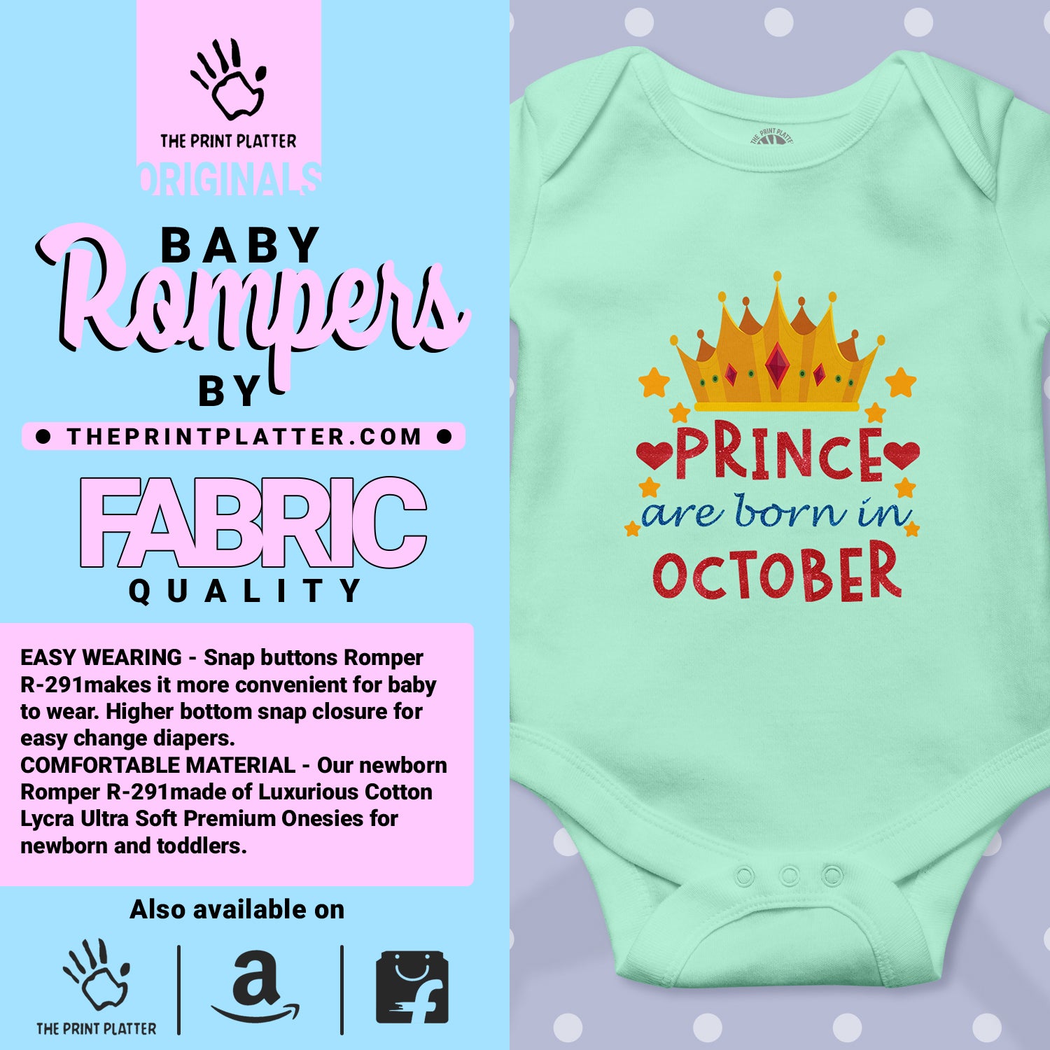 Prince Are Born In October Unisex Half Sleeve Romper