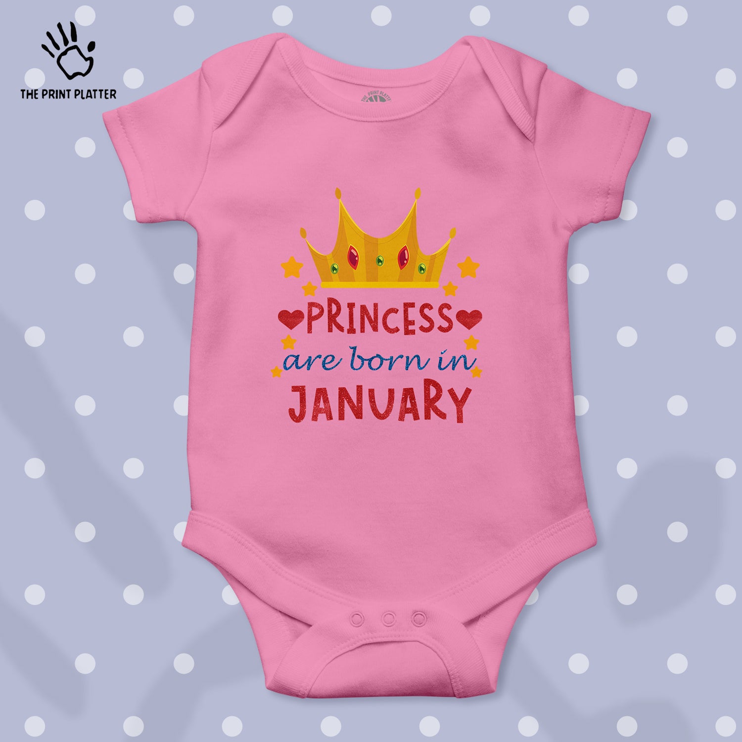 Princess Are Born In January Unisex Half Sleeve Romper