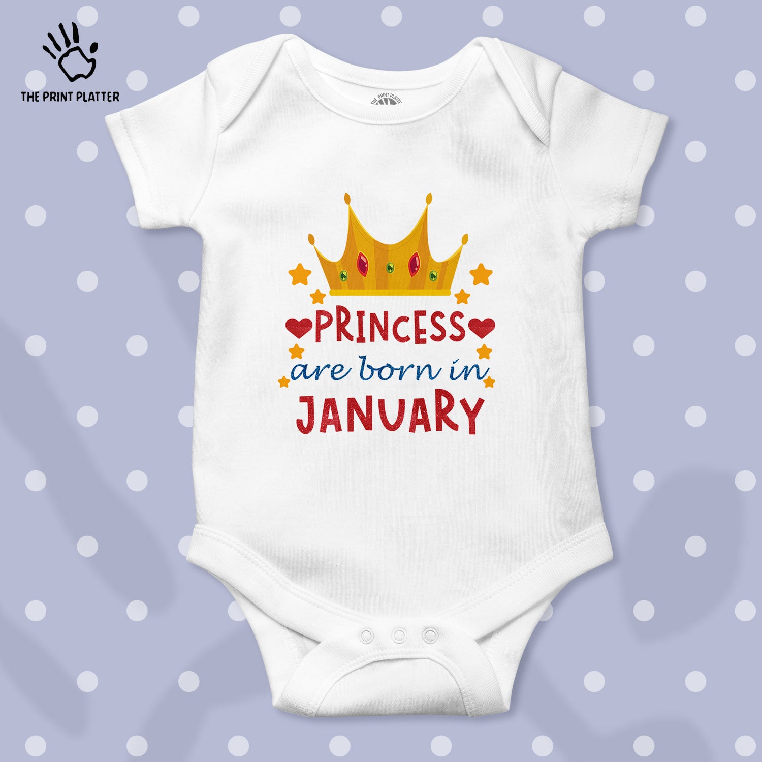 Princess Are Born In January Unisex Half Sleeve Romper