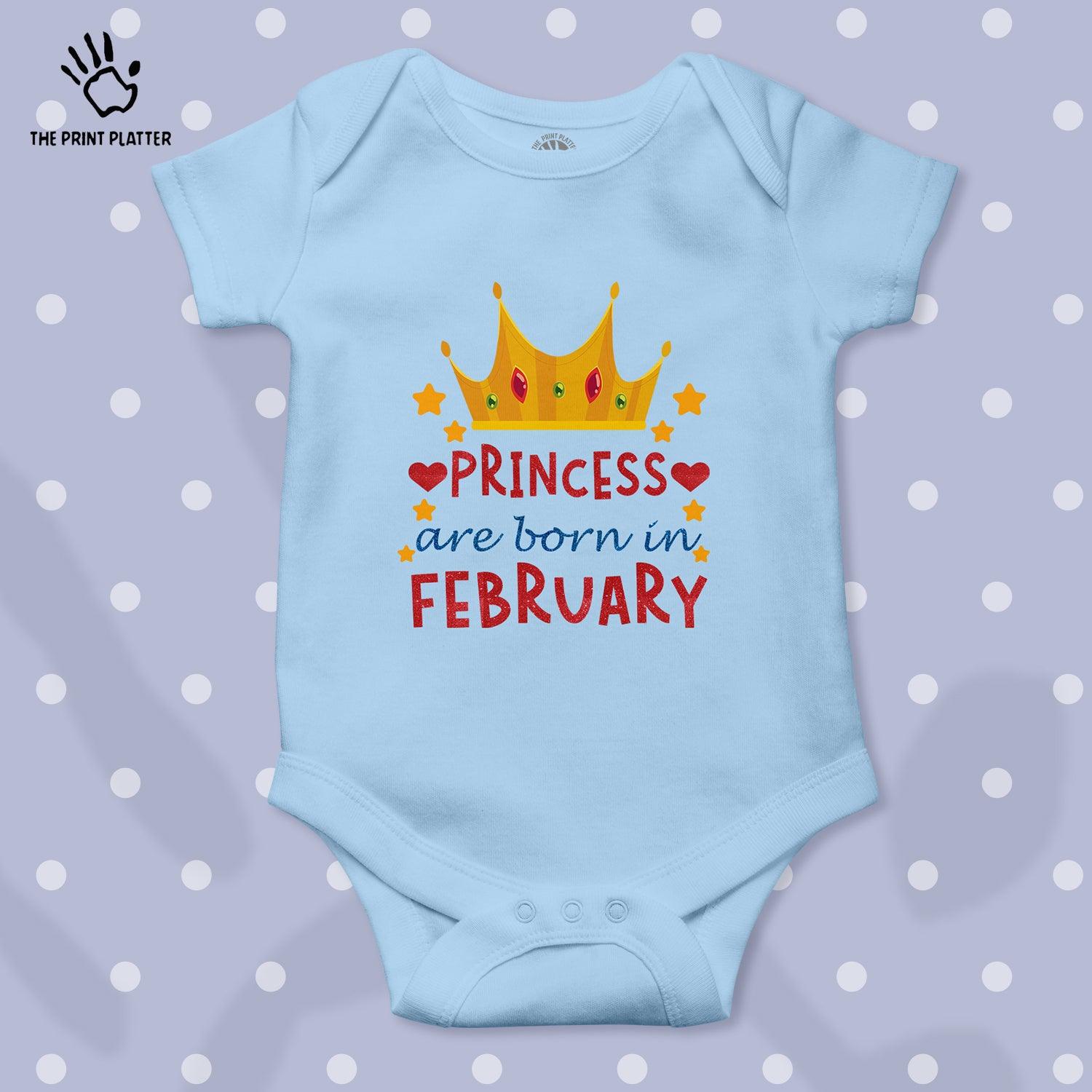 Princess Are Born In February Unisex Half Sleeve Romper