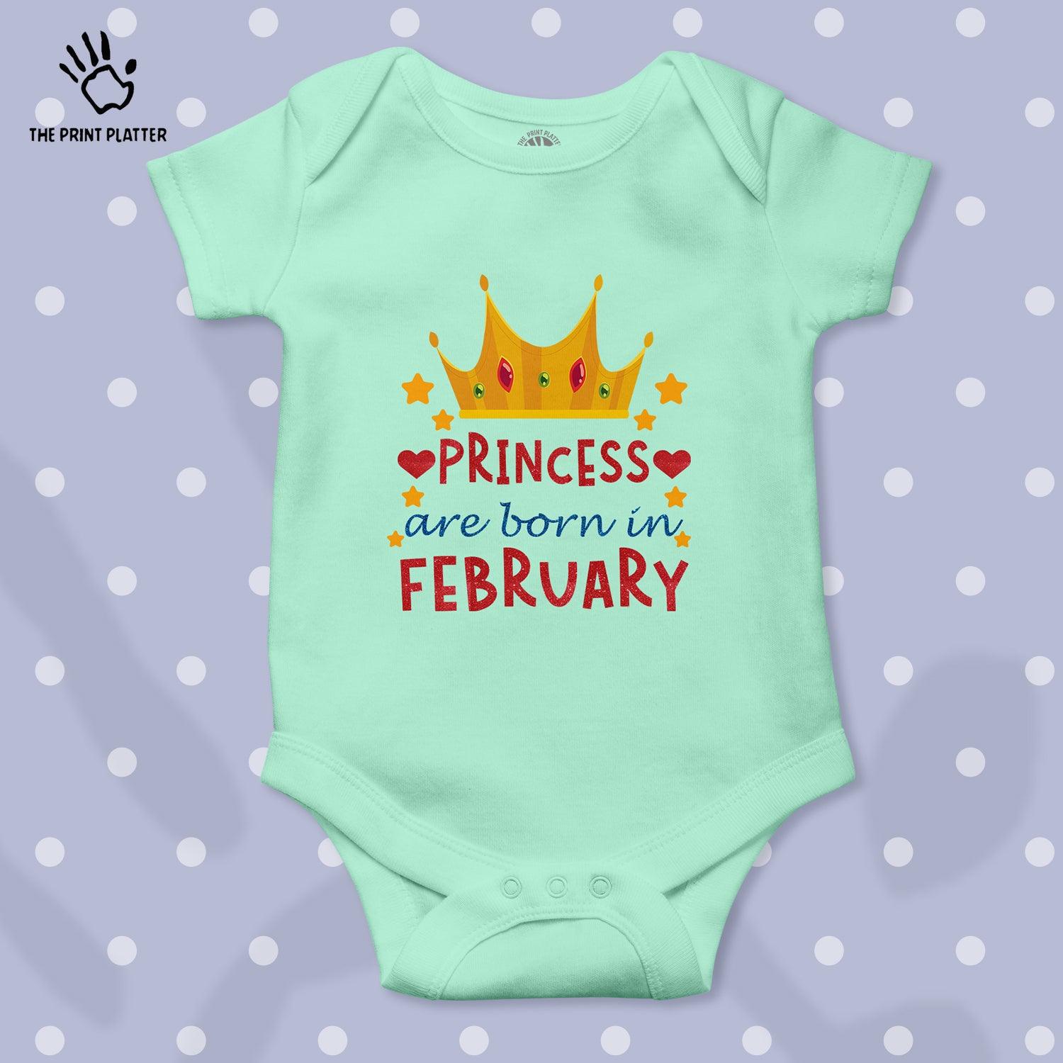 Princess Are Born In February Unisex Half Sleeve Romper